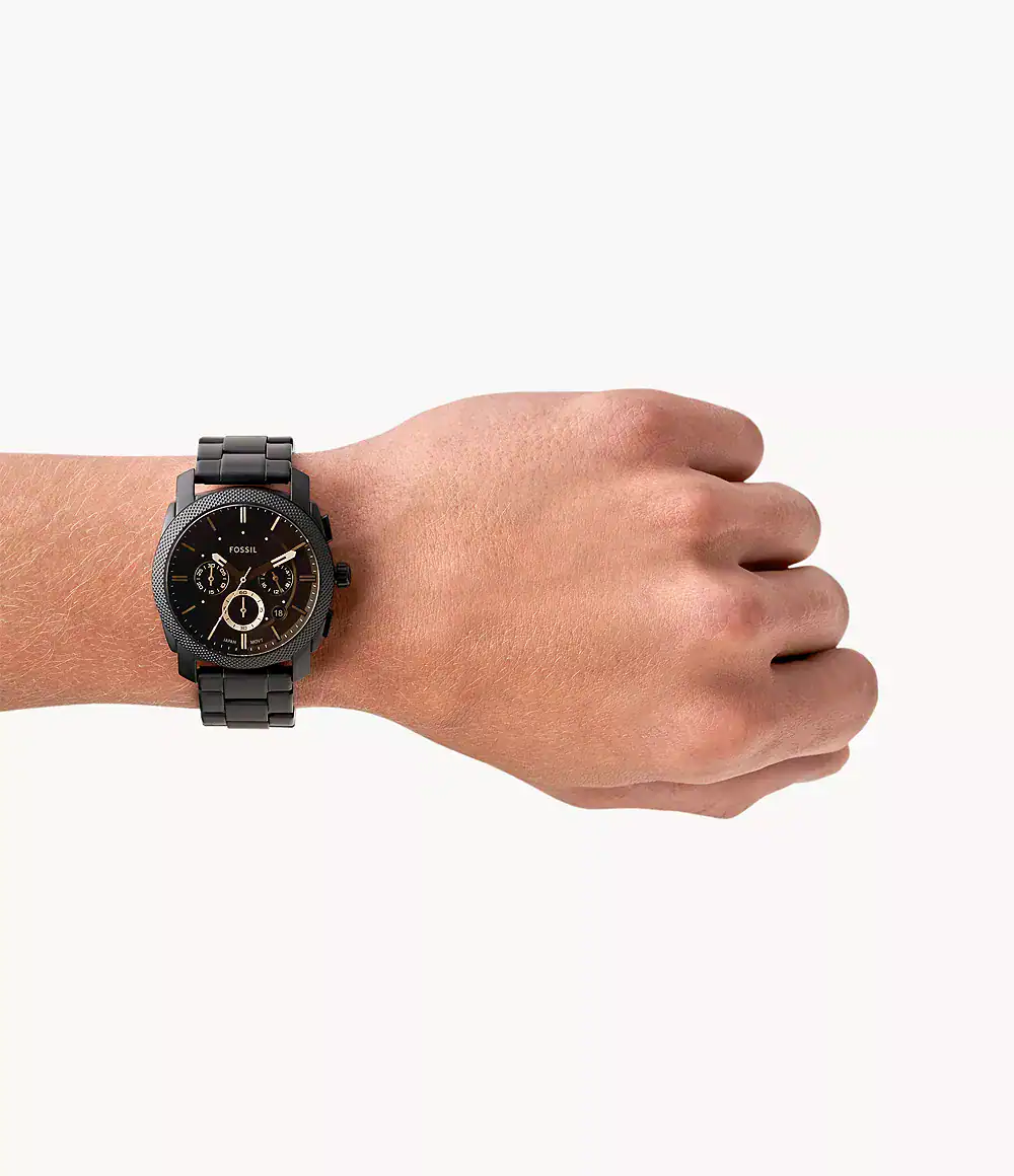 Fossil Machine Mid-Size Chronograph Black Stainless Steel Watch FS4682. - Image 2
