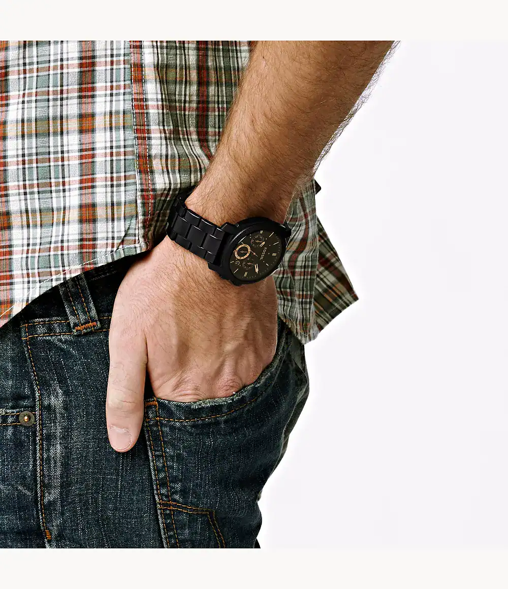 Fossil Machine Mid-Size Chronograph Black Stainless Steel Watch FS4682. - Image 3