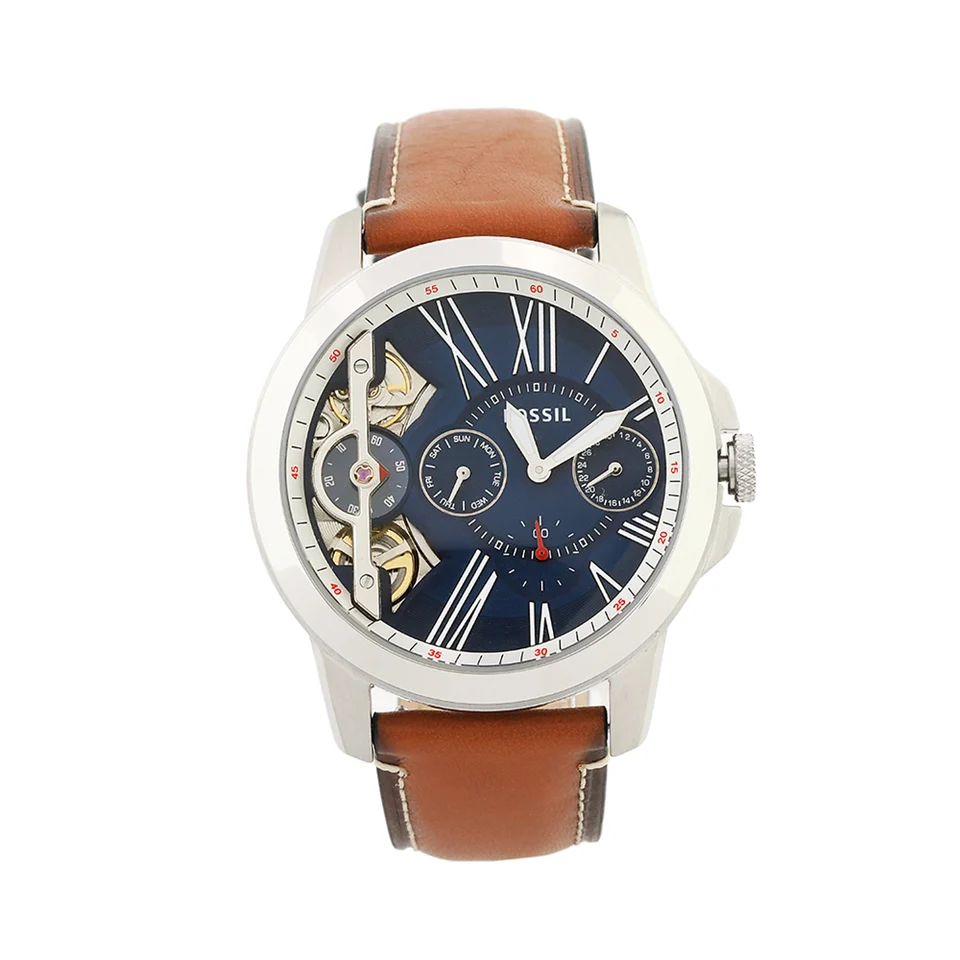 Fossil Grant ME1161 Men’s Silver Automatic Watch Blue Dial