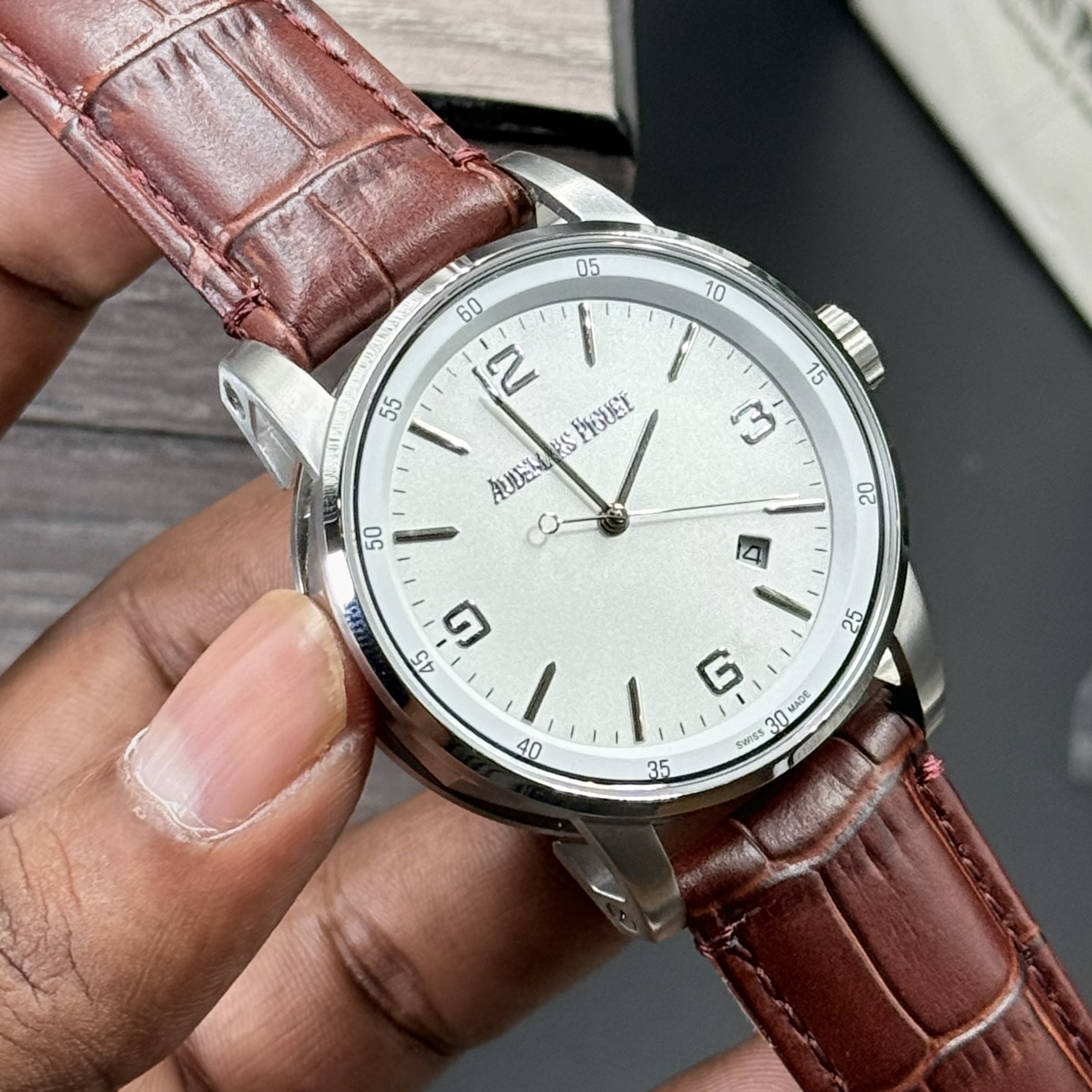 Audemars Piguet Code 11.59 Selfwinding Brown Belt White Dial Automatic Watch - Image 2
