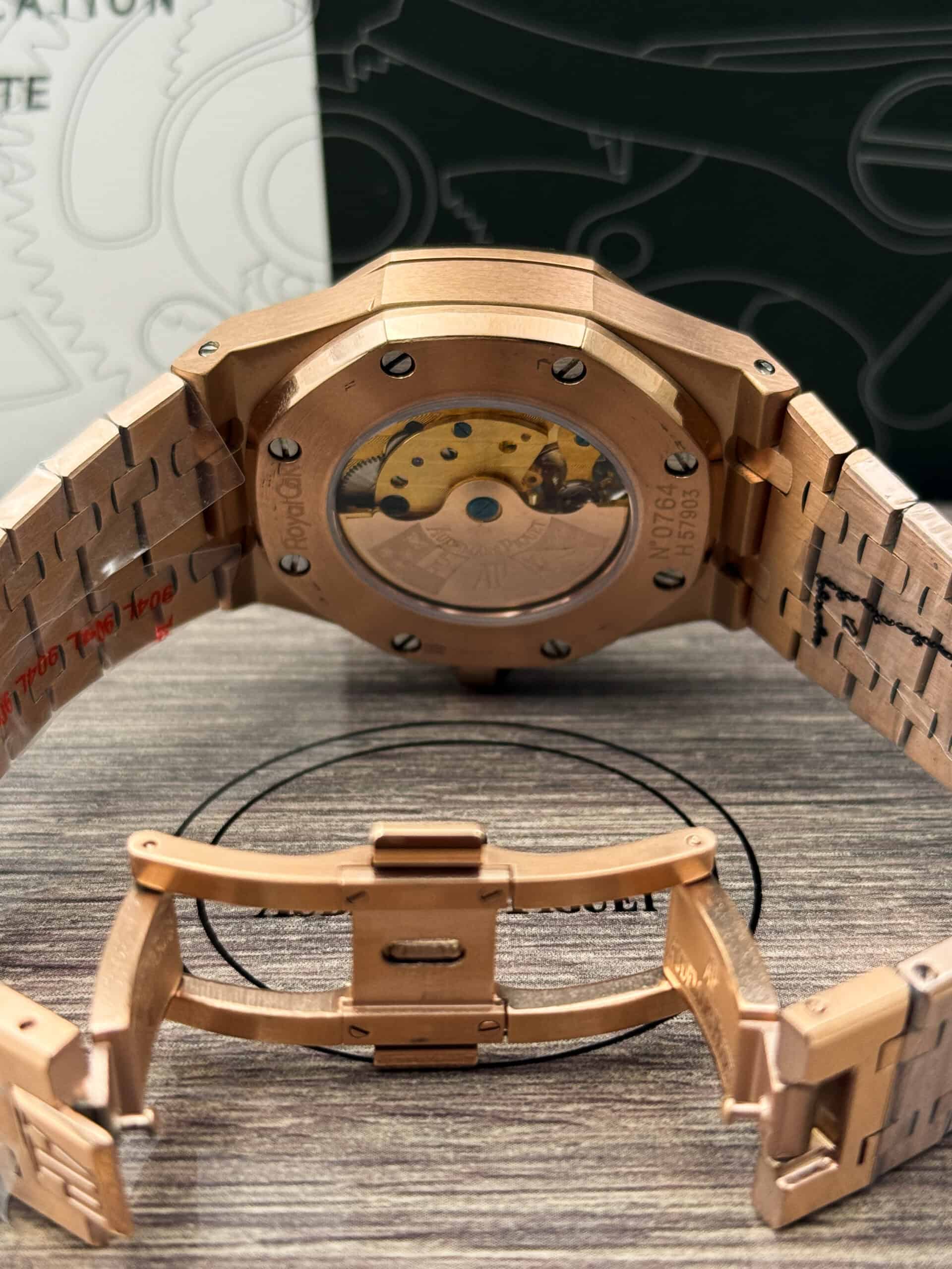 Audemars Piguet Royal Oak Tourbillon Automatic Watch Rose Gold Case Blue Dial - Image 5