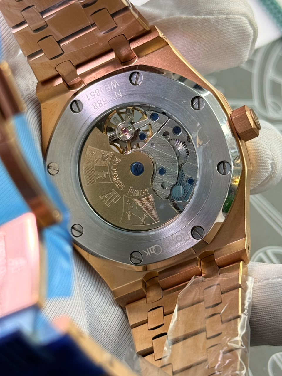 Audemars Piguet Royal Oak Tourbillon Automatic Watch Rose Gold Case Chocolate Brown Dimpled Dial - Image 5
