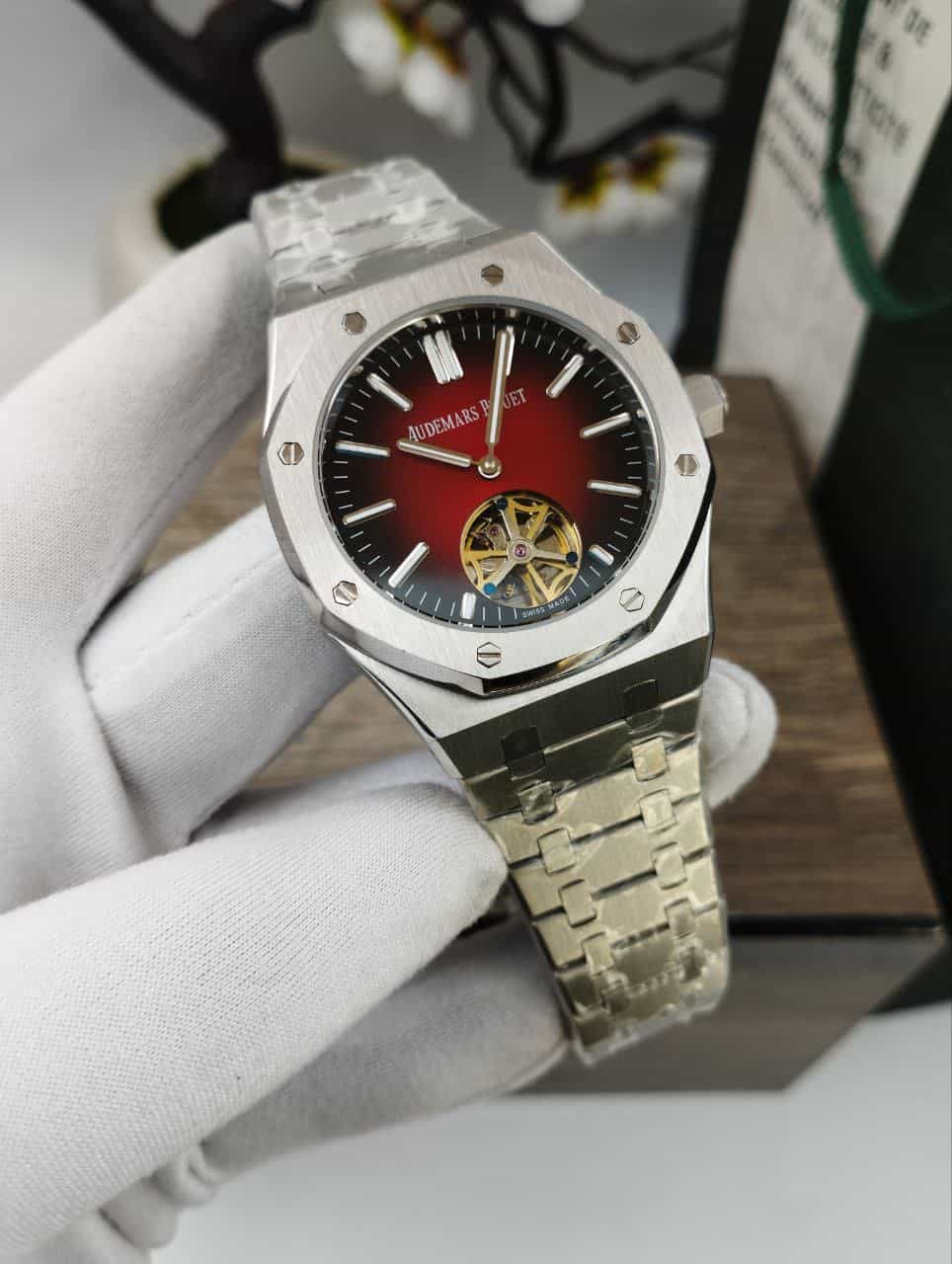Audemars Piguet Royal Oak Tourbillon Automatic Watch Maroon Dial - Image 2