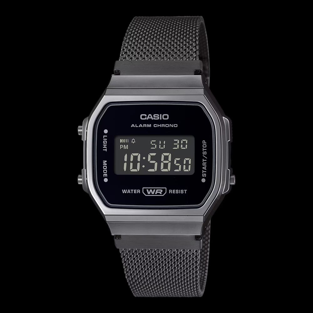 Casio A168WEMB-1B Black Mesh Digital Watch - Image 2