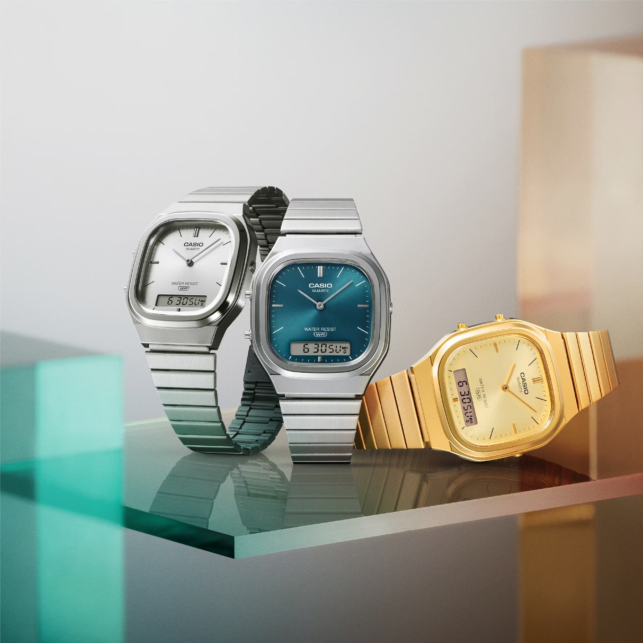 Casio AQ-240EG-9A Gold Analog-Digital Watch - Image 5