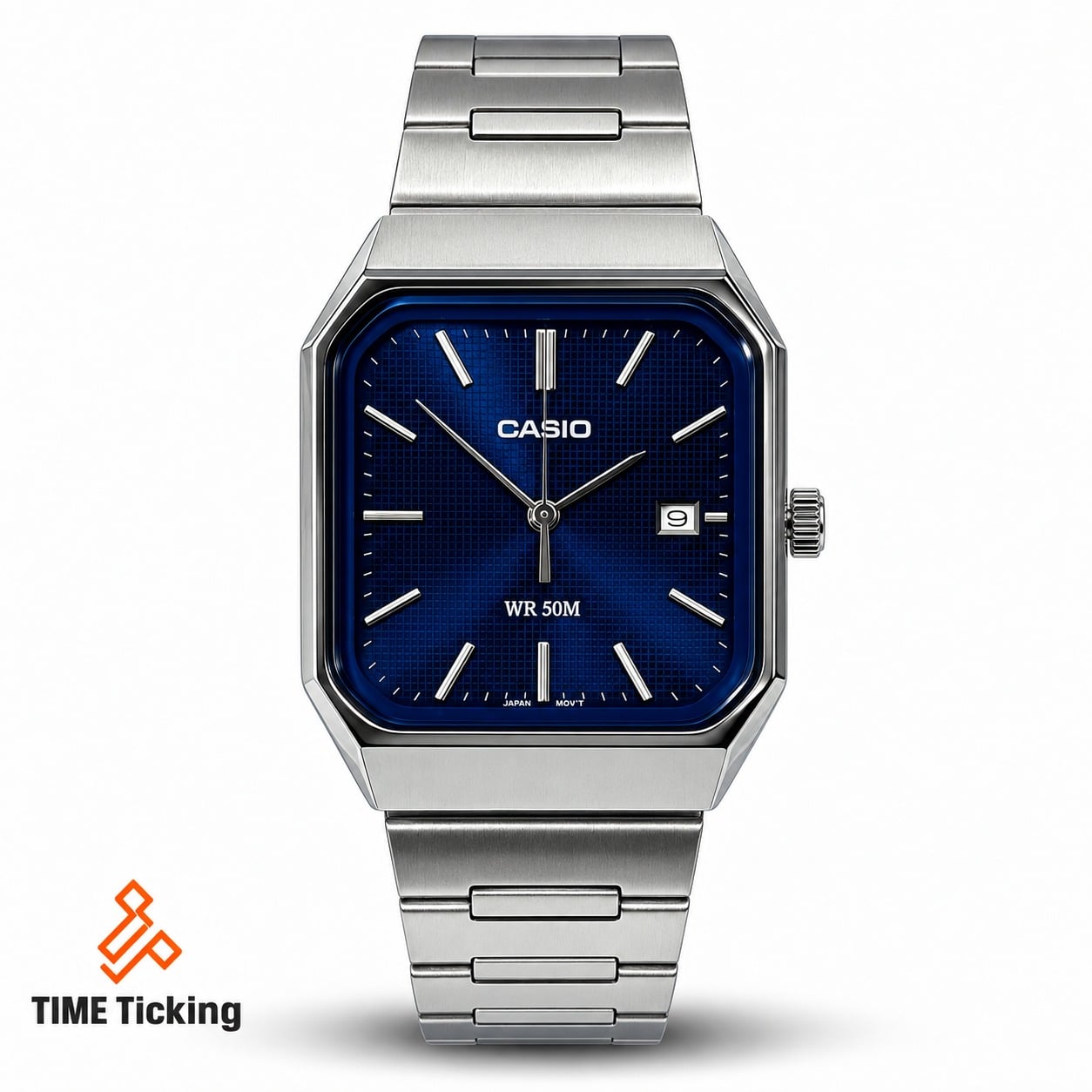 Casio MTP-B185 Men’s Stainless Steel Analog Watch with Mineral Glass, Date Display and 50-Meter Water Resistance