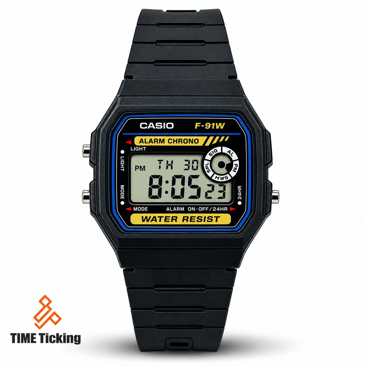 Casio F-94WA Retro Men’s Digital Watch with Resin Band, 1/100-Second Stopwatch, LED Light, Daily Alarm and 7-Year Battery Life