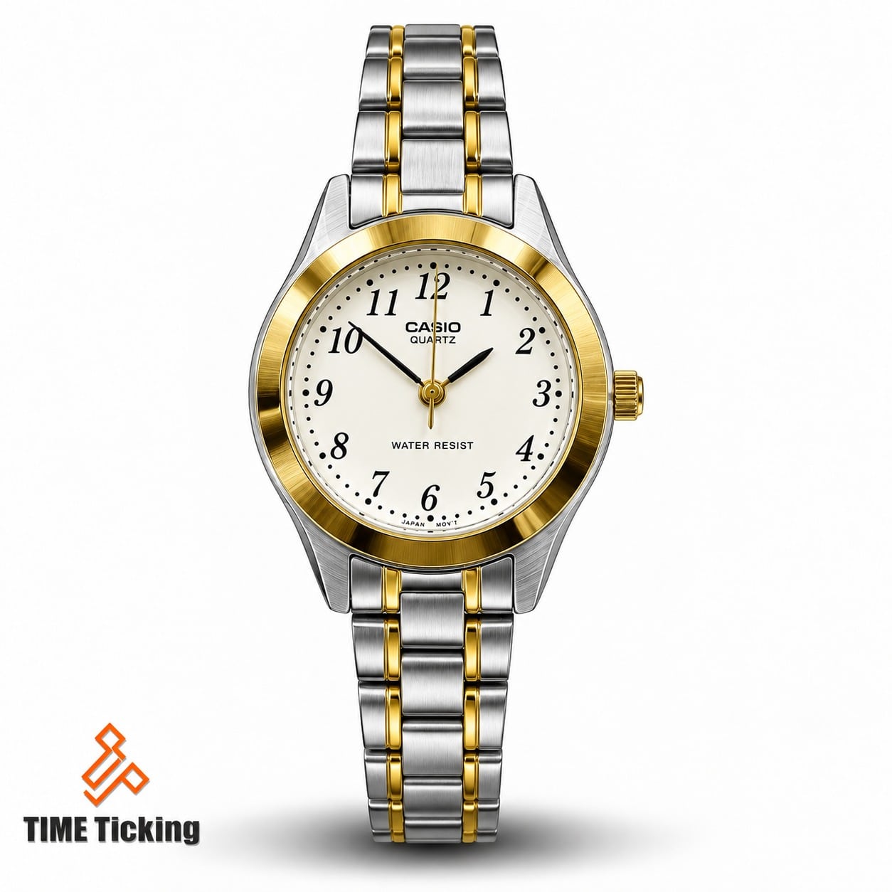 Casio LTP-1128G-7BRDF women’s analog watch with PD-plated case, stainless steel bracelet and mineral glass