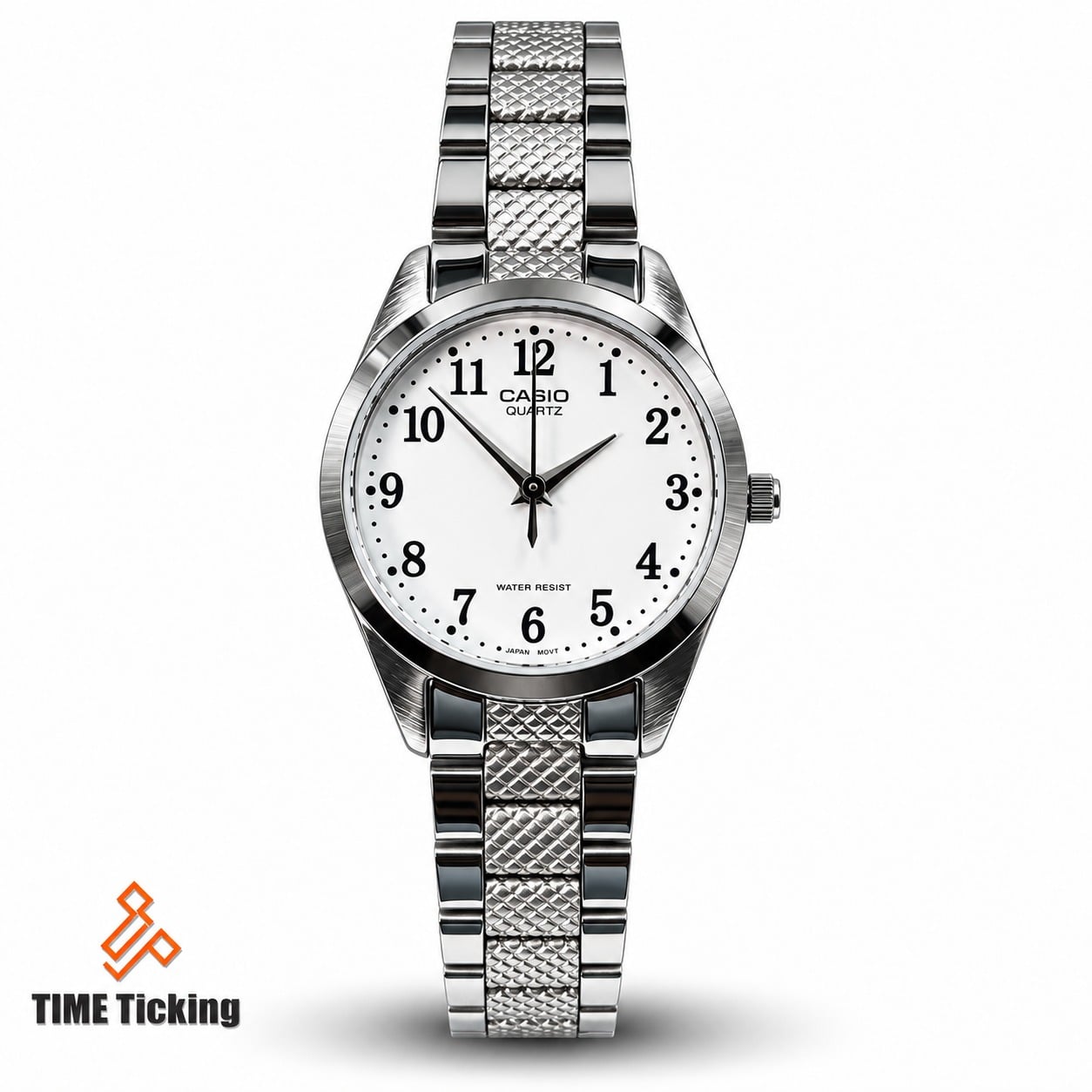 Casio LTP-1274D-7BDF women’s silver analog watch with stainless steel bracelet, mineral glass and Japan movement
