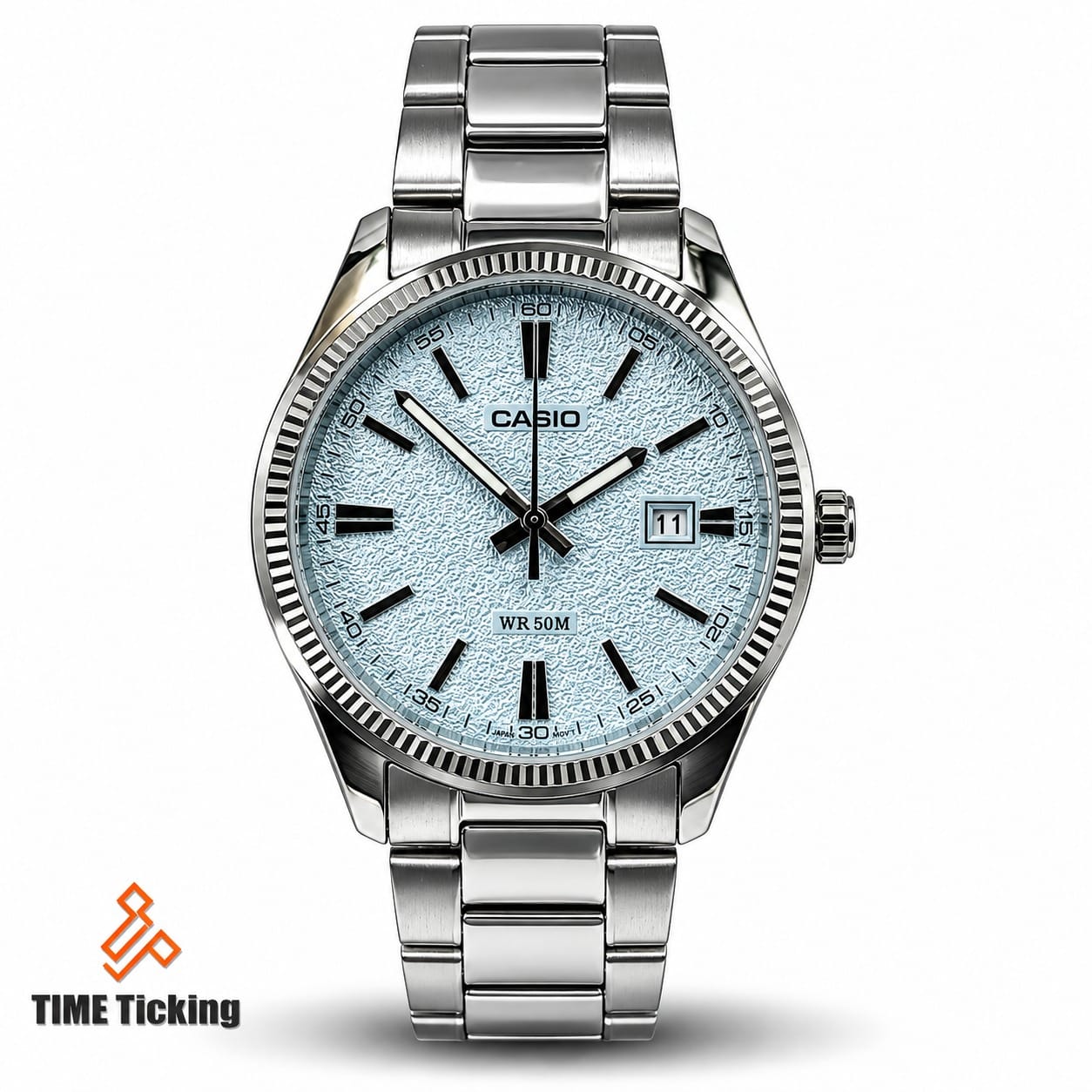 Casio Enticer Men’s Stainless Steel Analog Watch with Japanese Quartz Movement, Mineral Glass, Date Display and 50-Meter Water Resistance