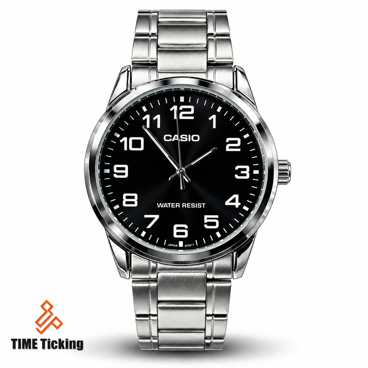 Casio MTP-V001D Men’s Stainless Steel Analog Watch with Japan Quartz Movement, Mineral Glass, Triple-Fold Clasp and Water Resistance
