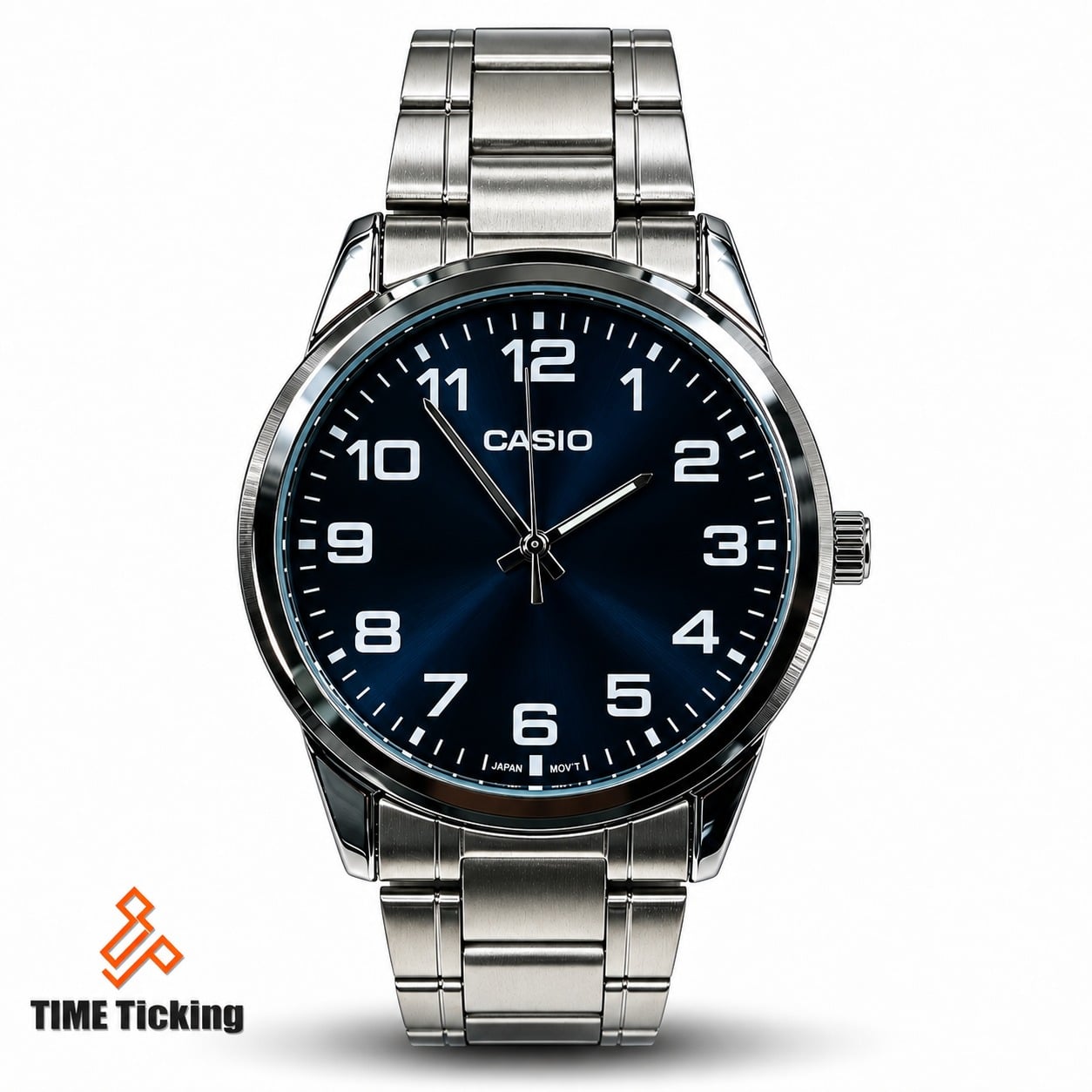 Casio Enticer MTP-V005D Men’s Stainless Steel Analog Watch with Japanese Quartz Movement, Mineral Glass and Triple-Fold Clasp