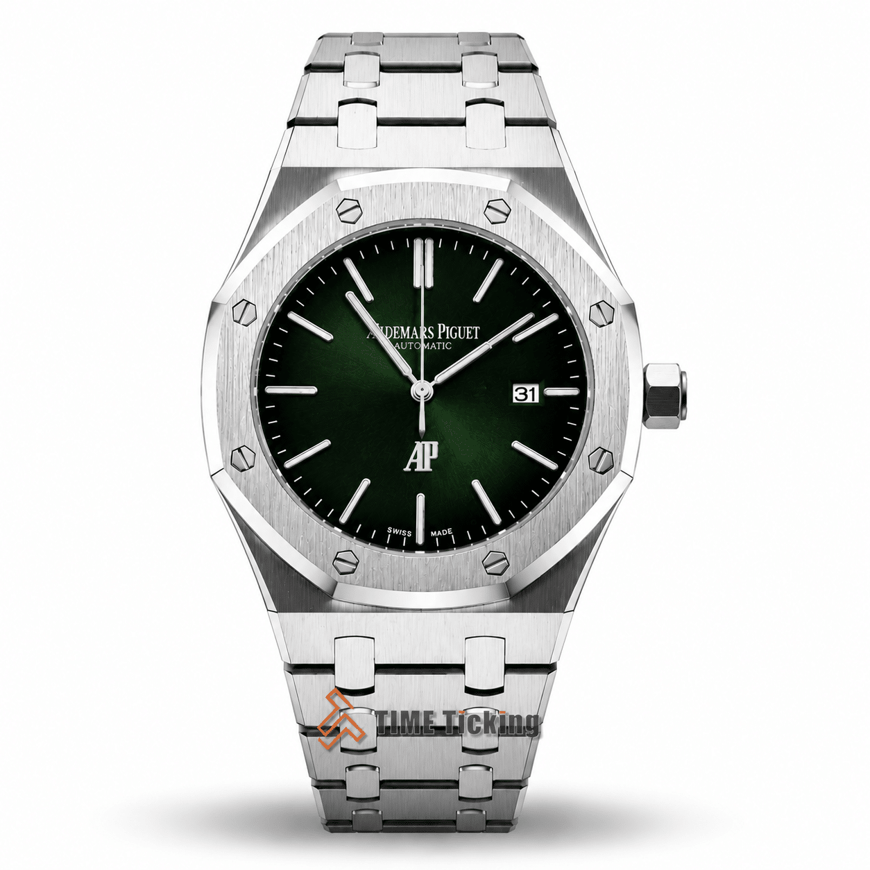 Audemars Piguet Royal Oak AA Grade Replica men's watch with green dial and stainless steel case