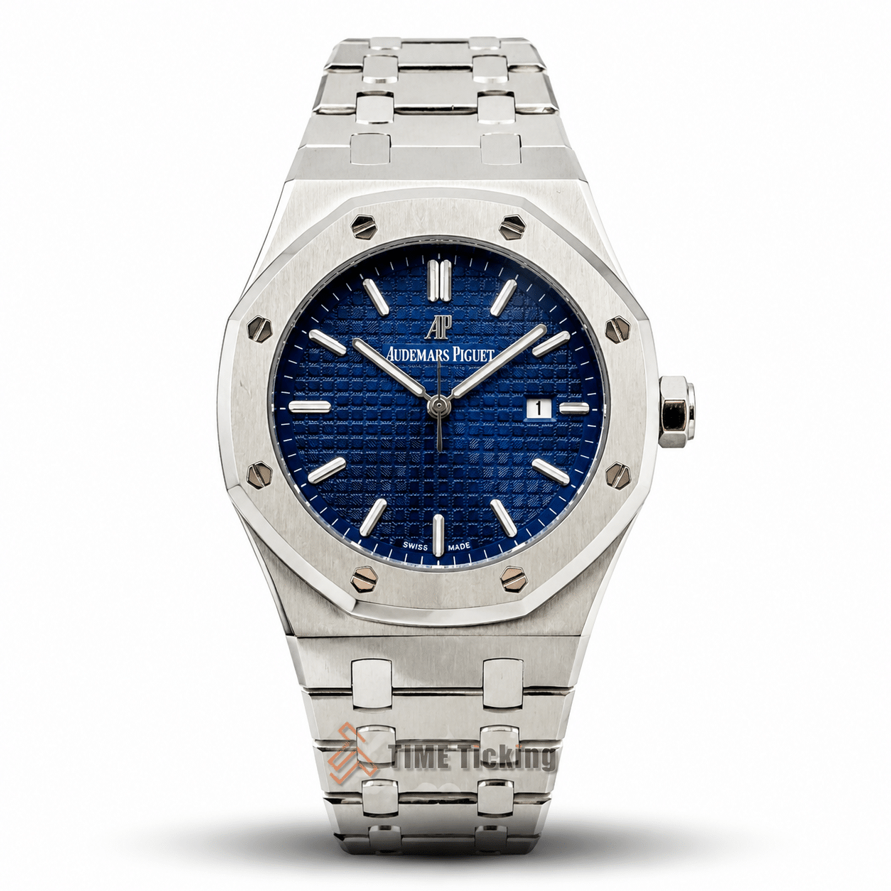 Audemars Piguet Royal Oak AA Grade Replica men's watch with dark blue dial and stainless steel case