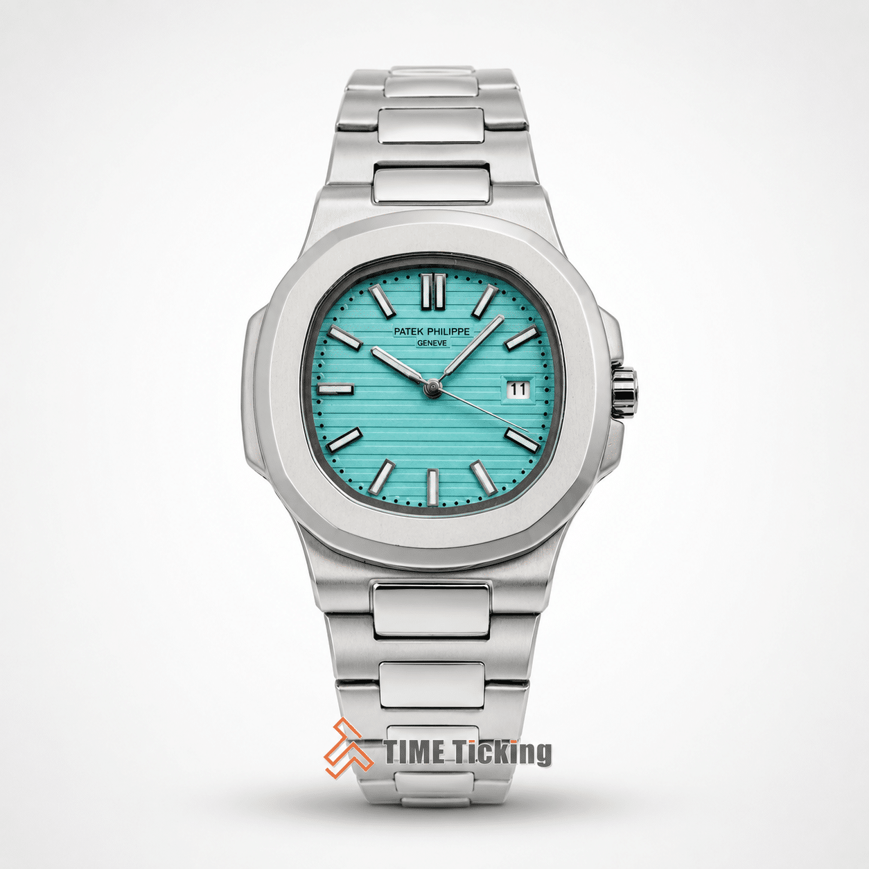 Patek Philippe Nautilus AA Grade Replica turquoise blue dial matte silver case men's watch