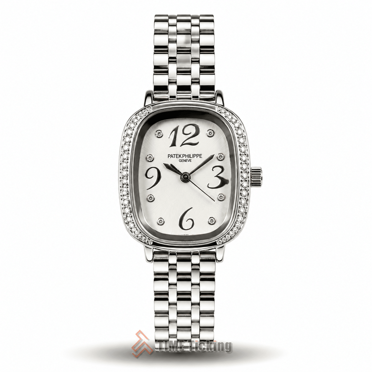 Patek Philippe Gondolo Serata women's watch with white dial silver case and silver metal strap