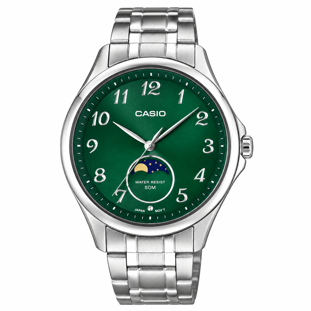 Casio MTP-M110D-3AV Green Moon Phase Men's Watch