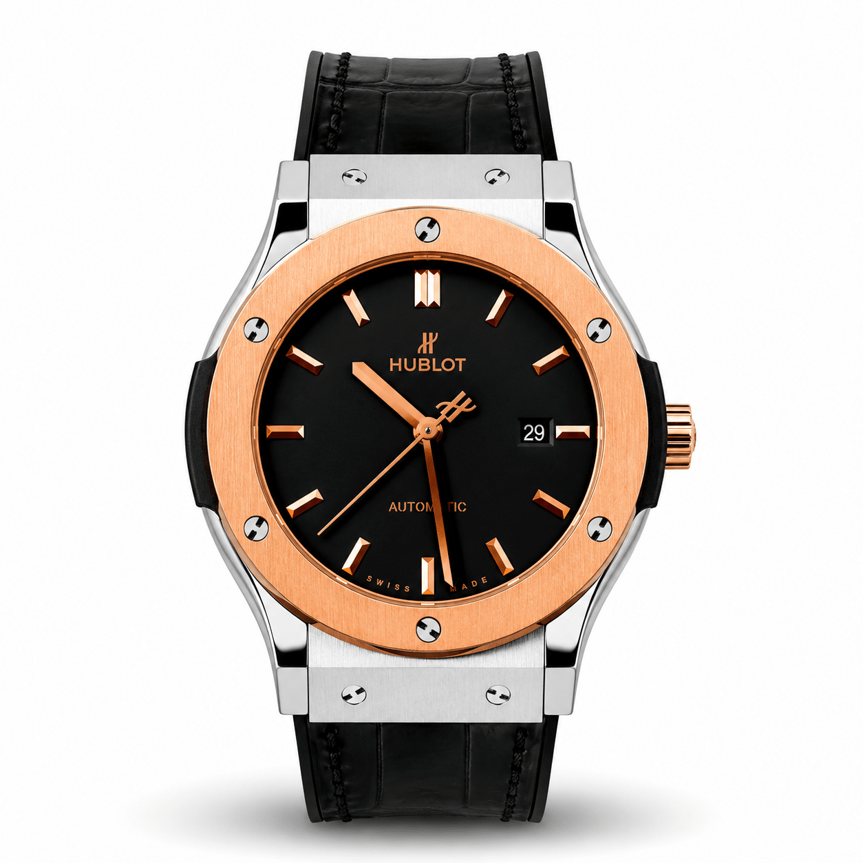 Hublot 42mm automatic men’s watch with premium rubber strap master grade