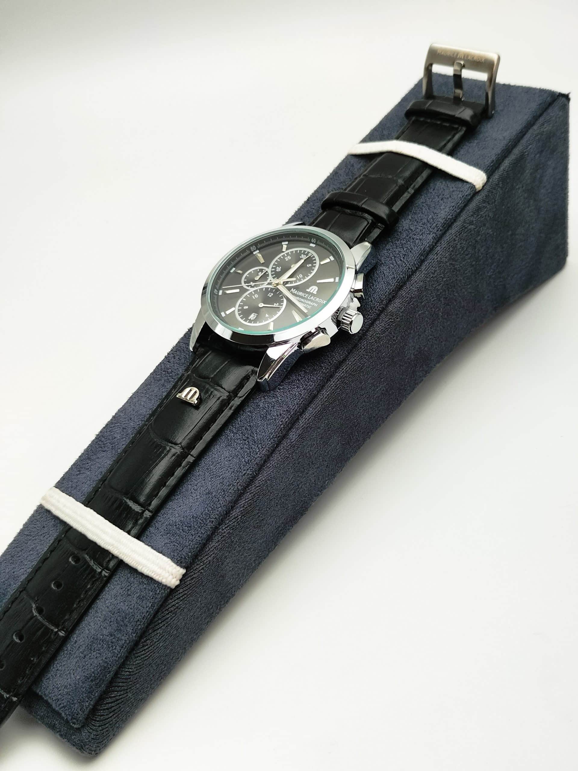 MAURICE LACROIX BLACK LEATHER BELT Quartz SS Black Dial Men’s Watch - Image 4