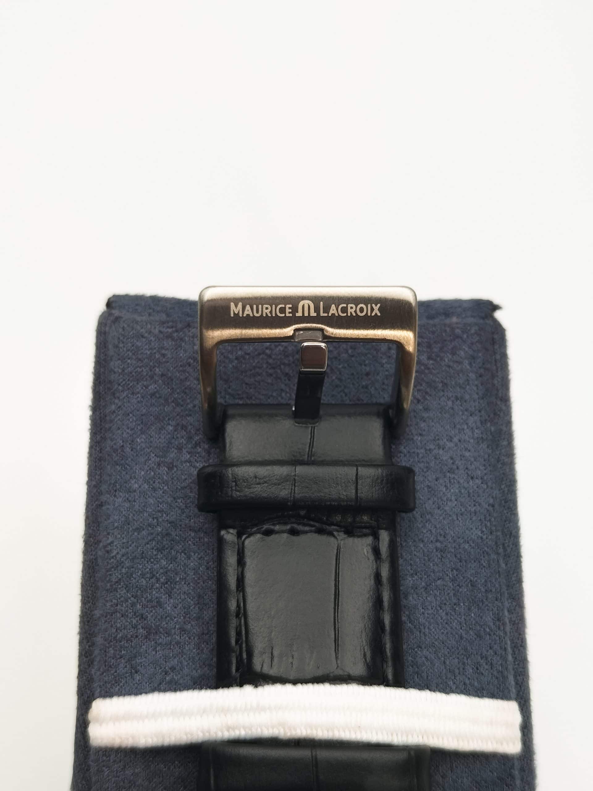MAURICE LACROIX BLACK LEATHER BELT Quartz SS White Dial Men’s Watch. - Image 5