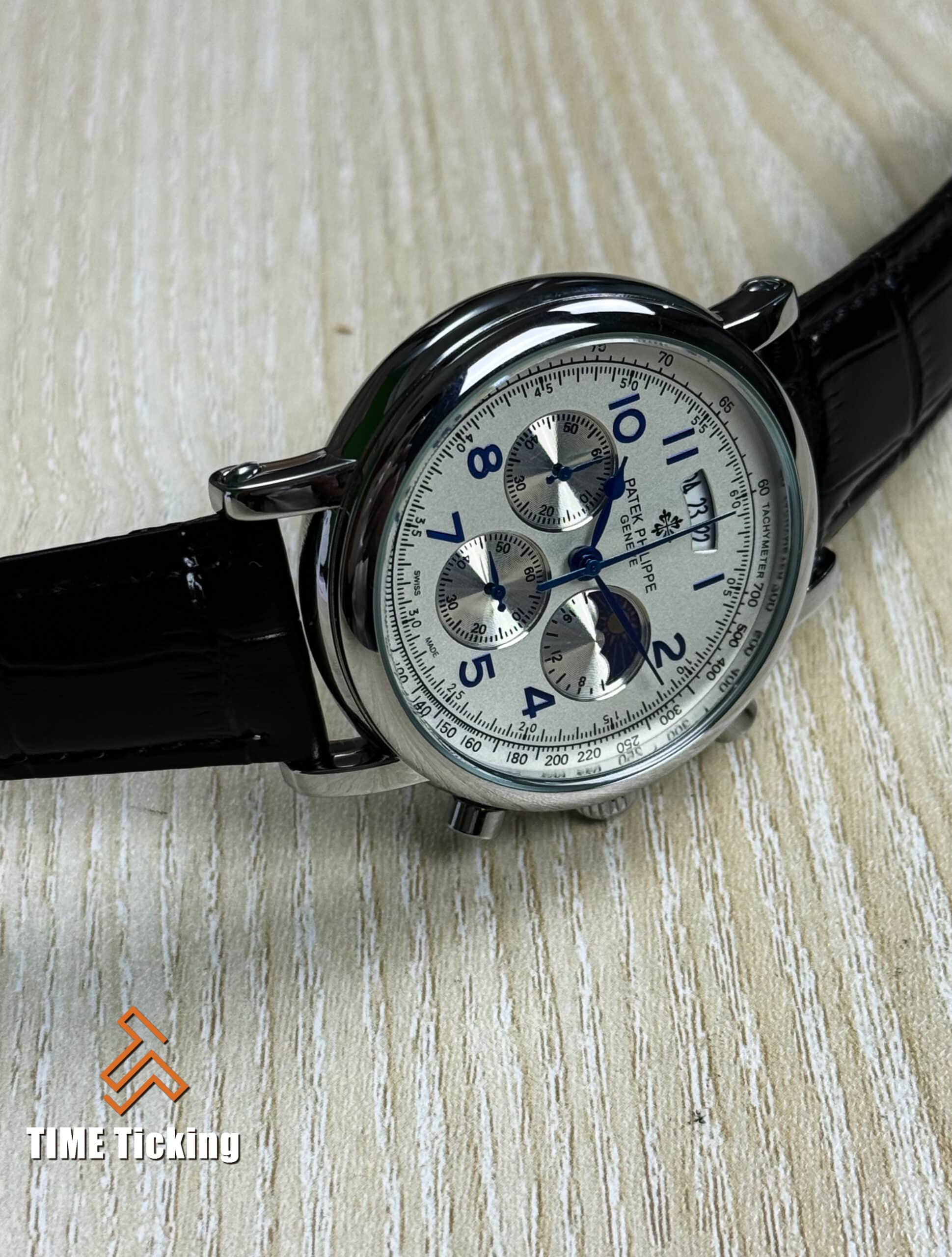 Black BELT, WHITE DIAL “Triple DATE” MEN’S WATCH - Image 4