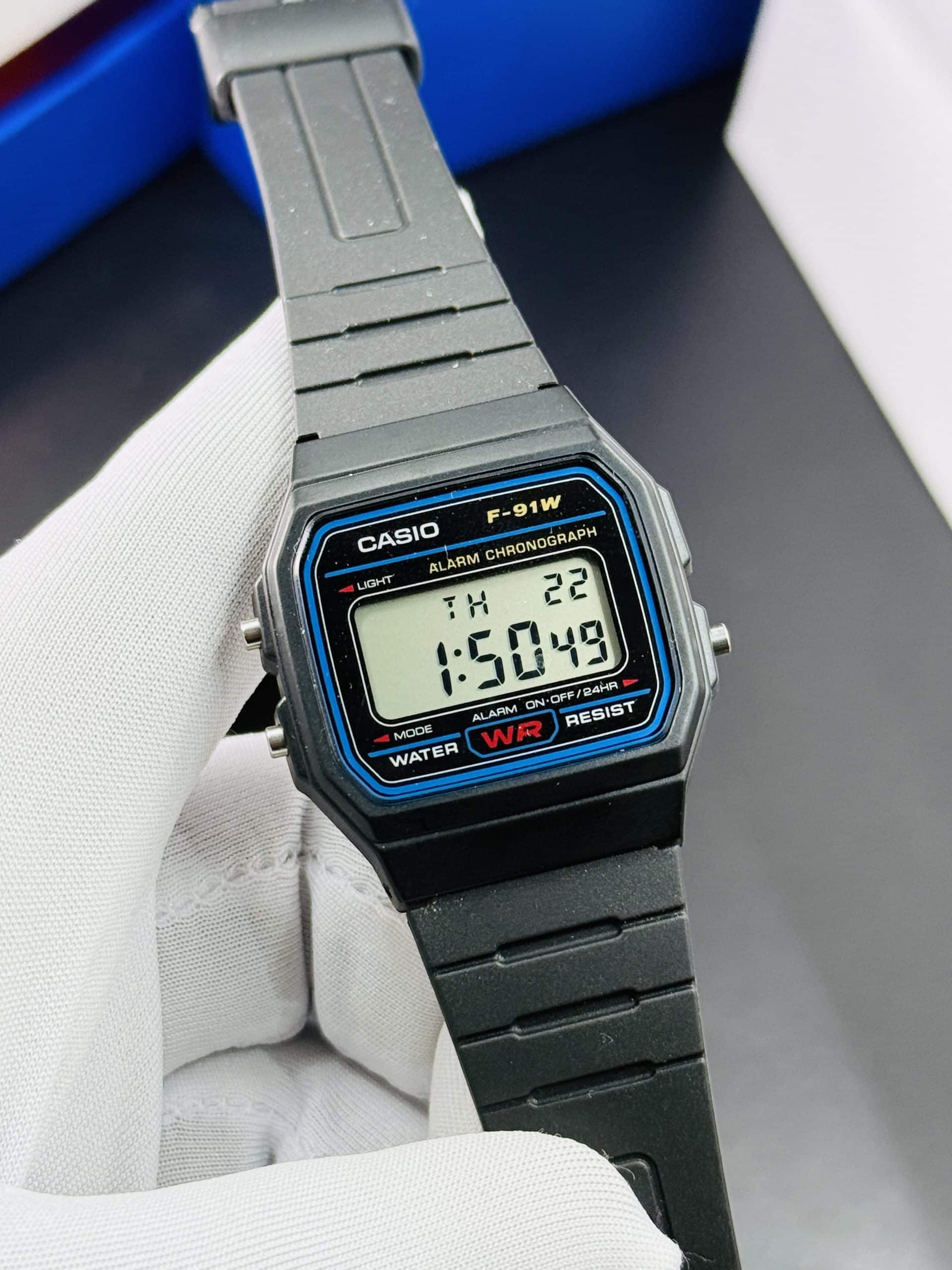 Casio Classic Retro Digital Dial Resin Watch- F-91W-1DG. - Image 4
