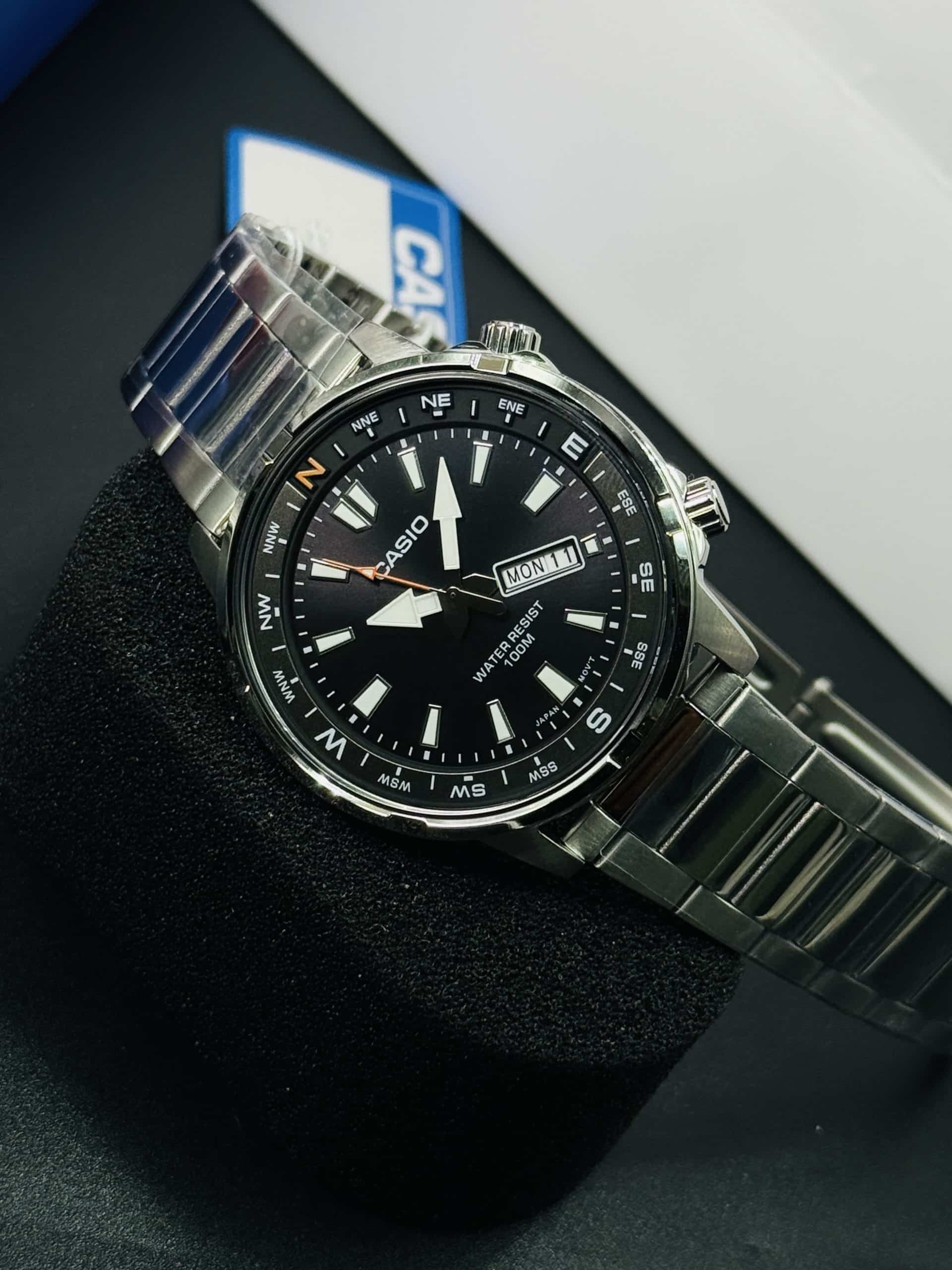 Casio Black Dial Direction Bezel Men's Watch- MTD-130D-1A2VDF. - Image 2