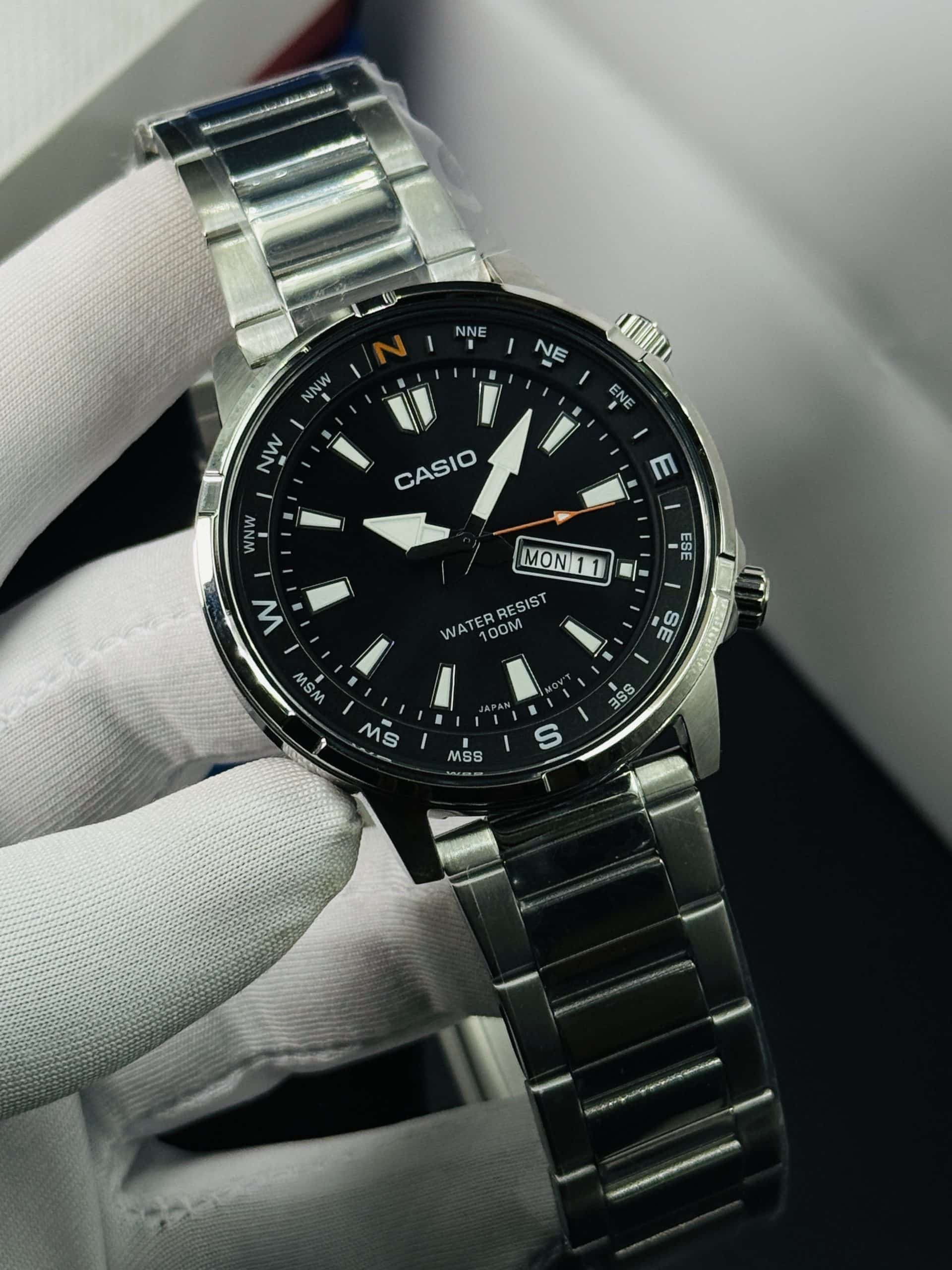 Casio Black Dial Direction Bezel Men's Watch- MTD-130D-1A2VDF. - Image 3