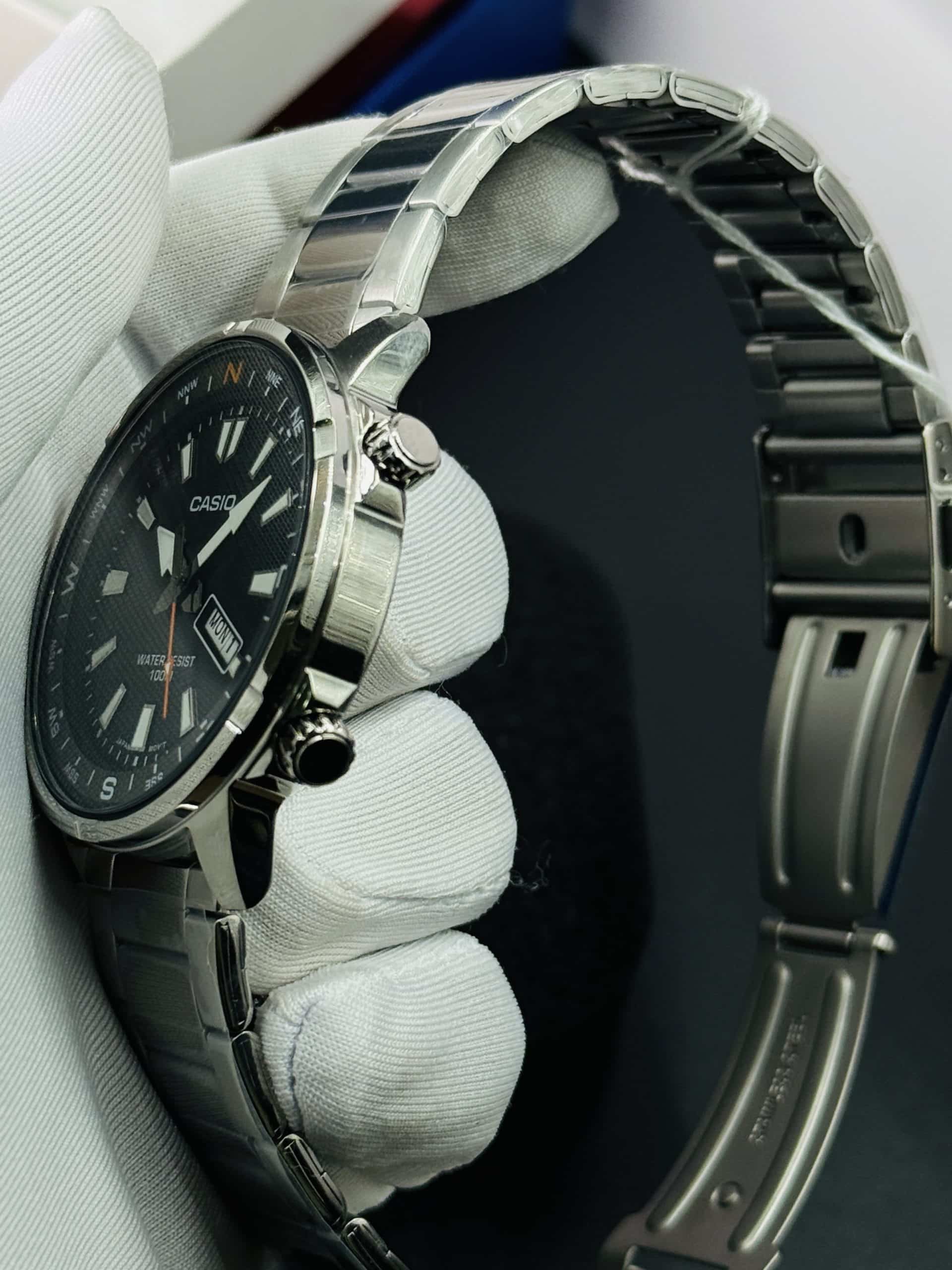 Casio Black Dial Direction Bezel Men's Watch- MTD-130D-1A2VDF. - Image 4