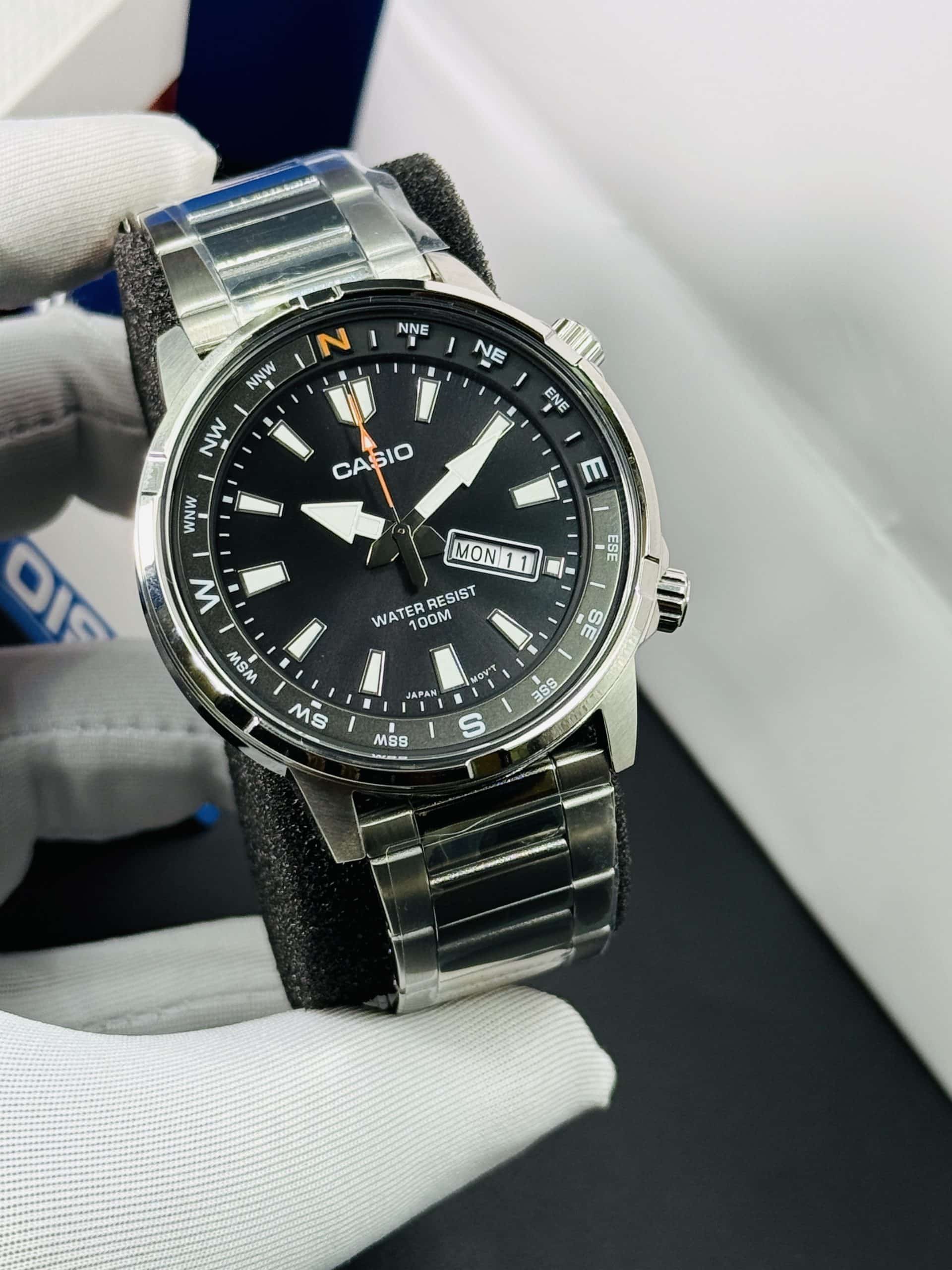 Casio Black Dial Direction Bezel Men's Watch- MTD-130D-1A2VDF. - Image 7