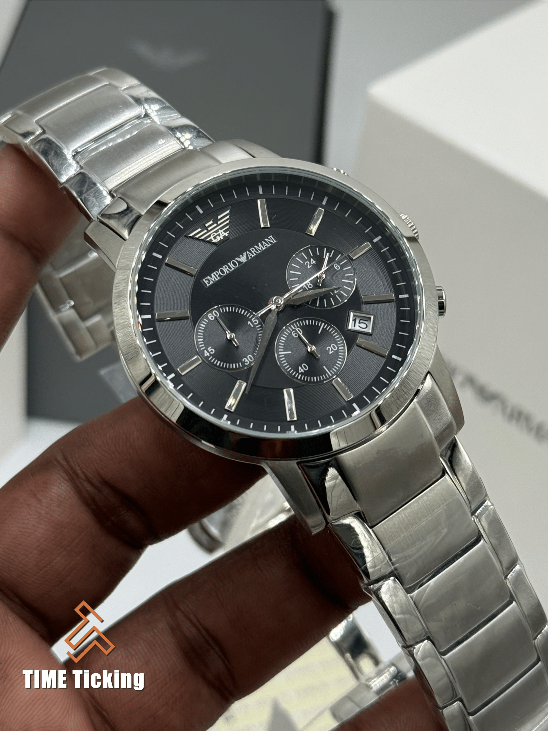Emporio Armani Renato Chronograph Black Dial Quartz Men’s Watch. - Image 3