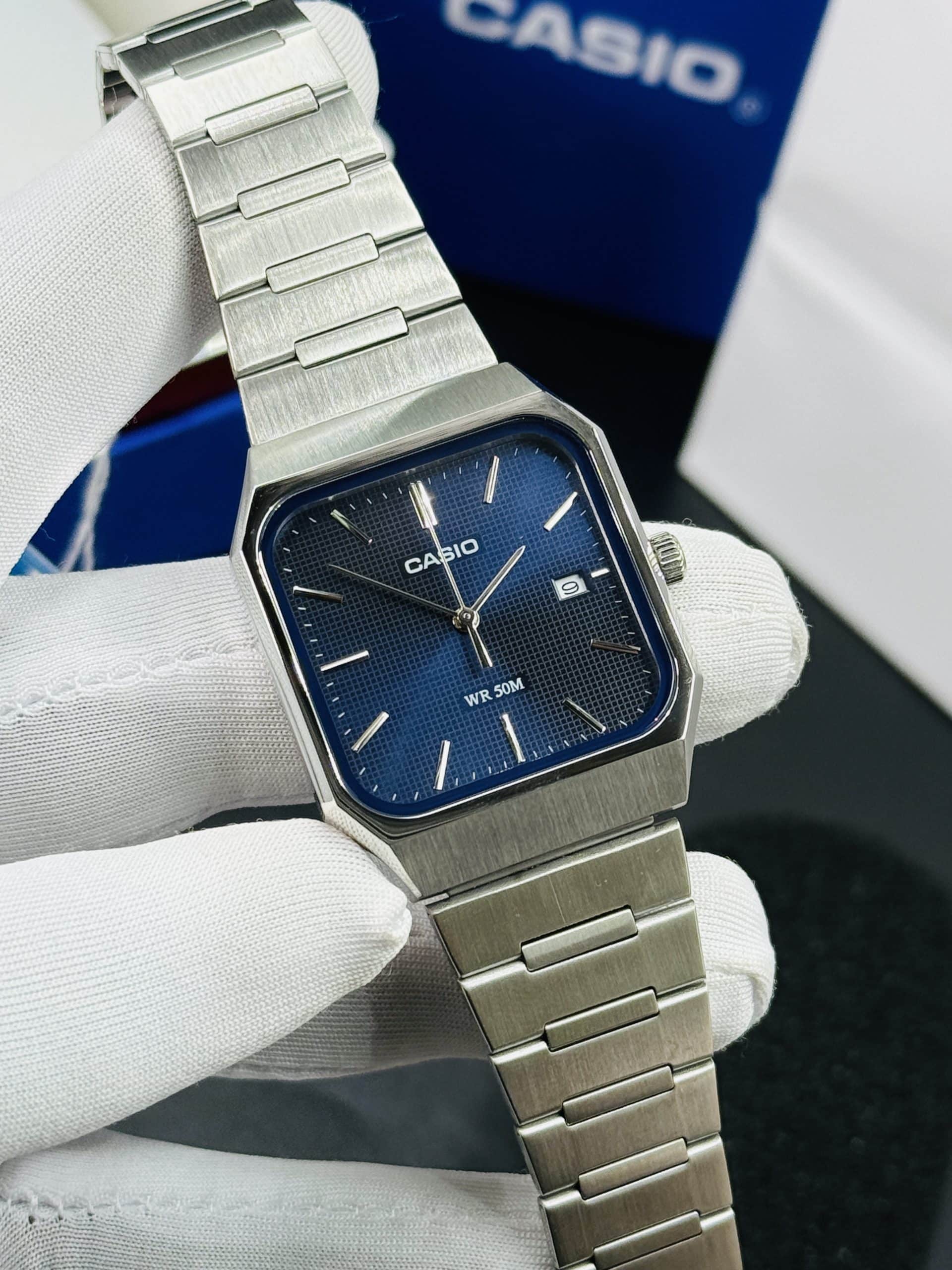 Casio MTP-B185D Blue Dial Men’s Stainless Steel Analog Watch. - Image 2