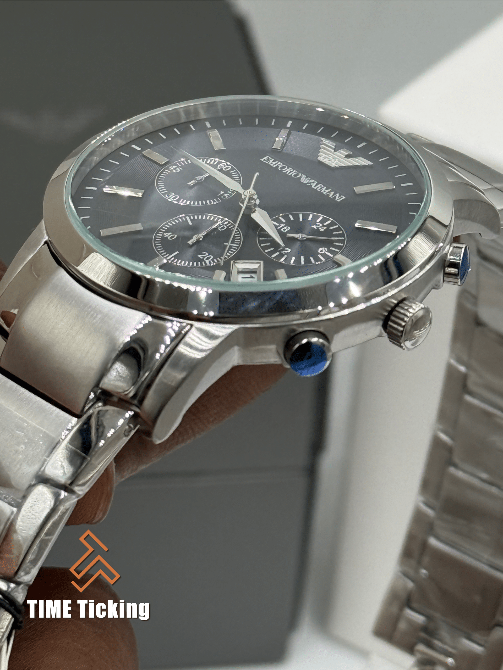 Emporio Armani Renato Chronograph Dark Bule Dial Quartz Men’s Watch. - Image 3