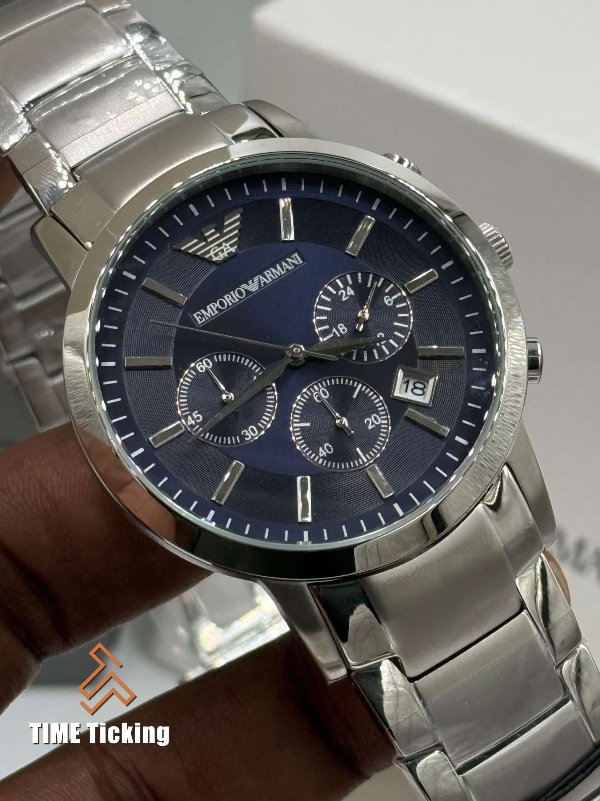 Emporio Armani Renato Chronograph Dark Bule Dial Quartz Men’s Watch. - Image 4