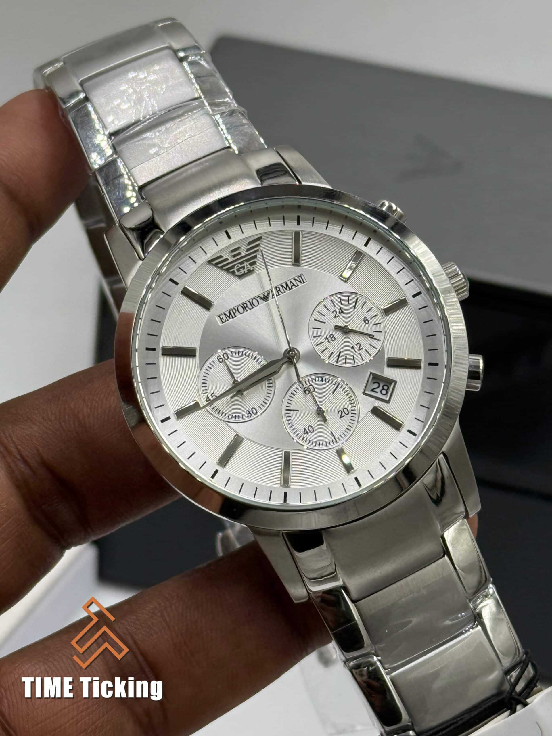 Emporio Armani Renato Chronograph Silver Dial Quartz Men’s Watch. - Image 2