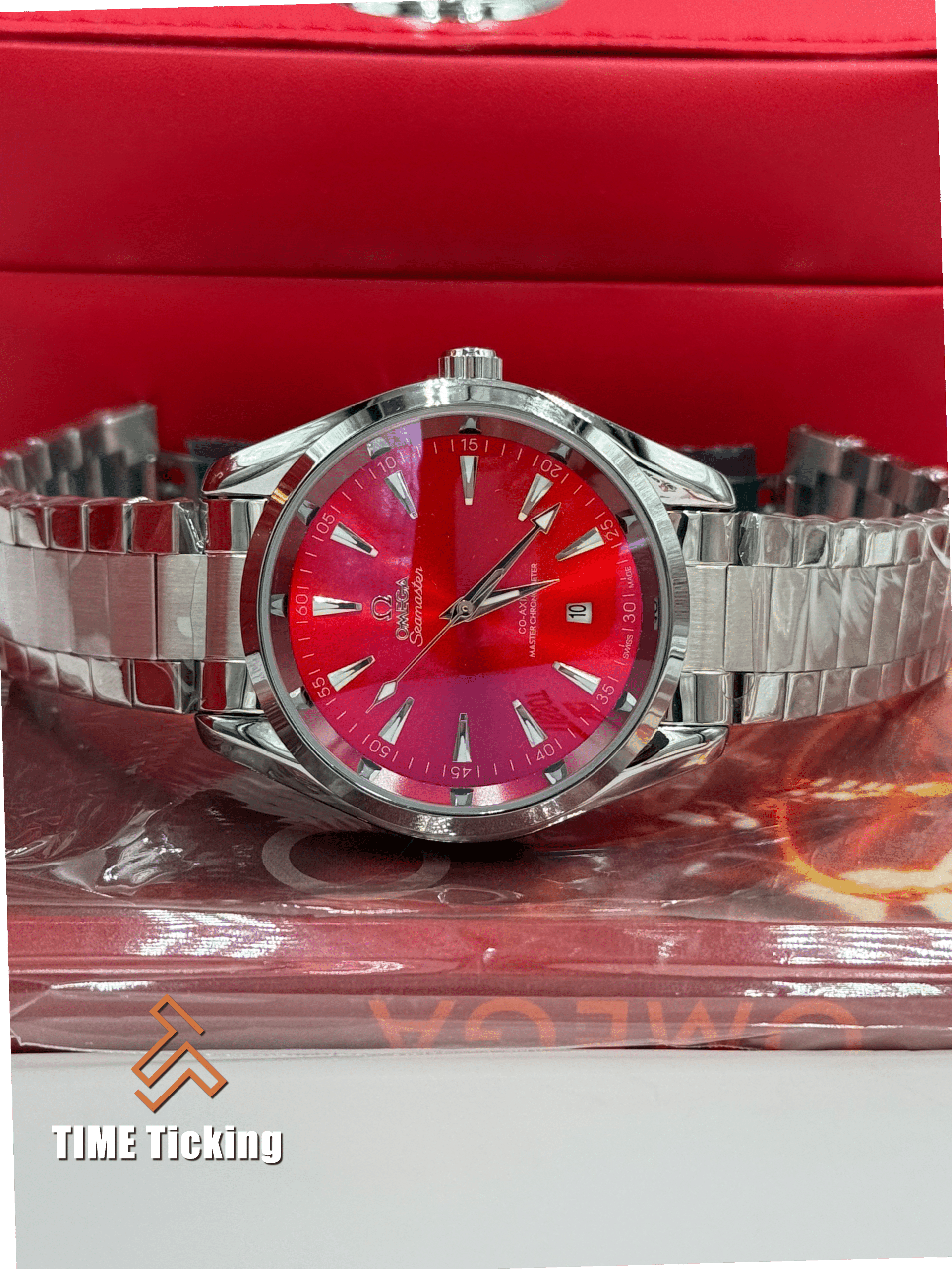 Omega Seamaster Aqua Terra Co-Axial Master Red Dial men’s watch - Image 4