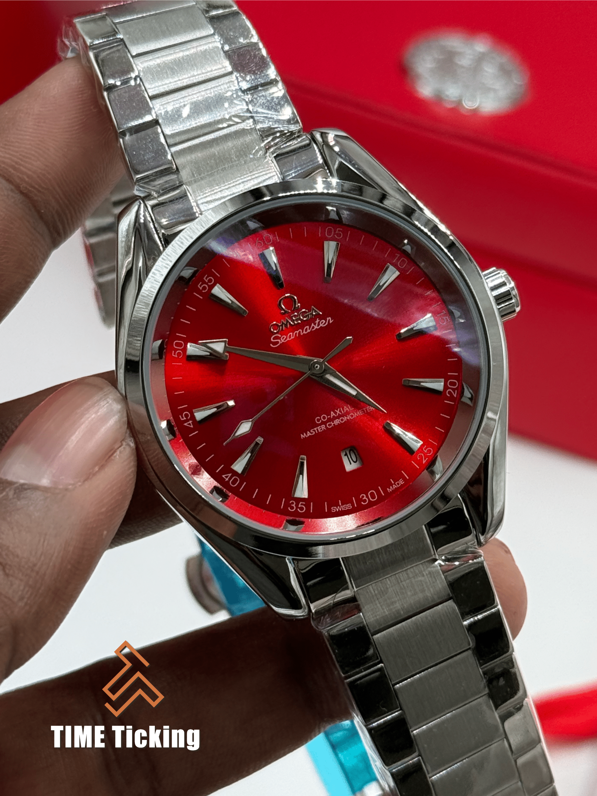 Omega Seamaster Aqua Terra Co-Axial Master Red Dial men’s watch - Image 2