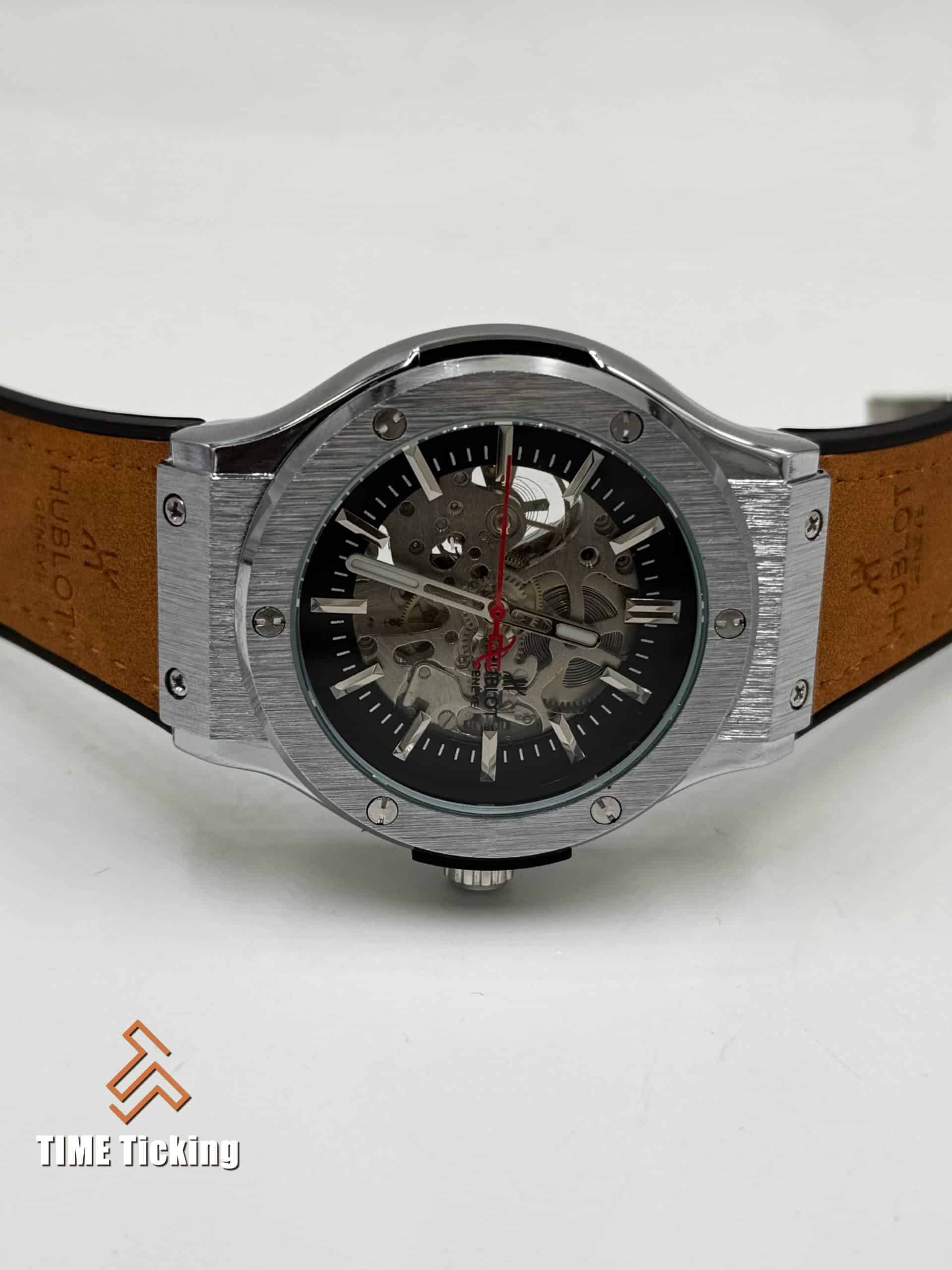 Hublot Luxury Automatic Mechanical Watch Skeleton Dial (silver) - Image 2