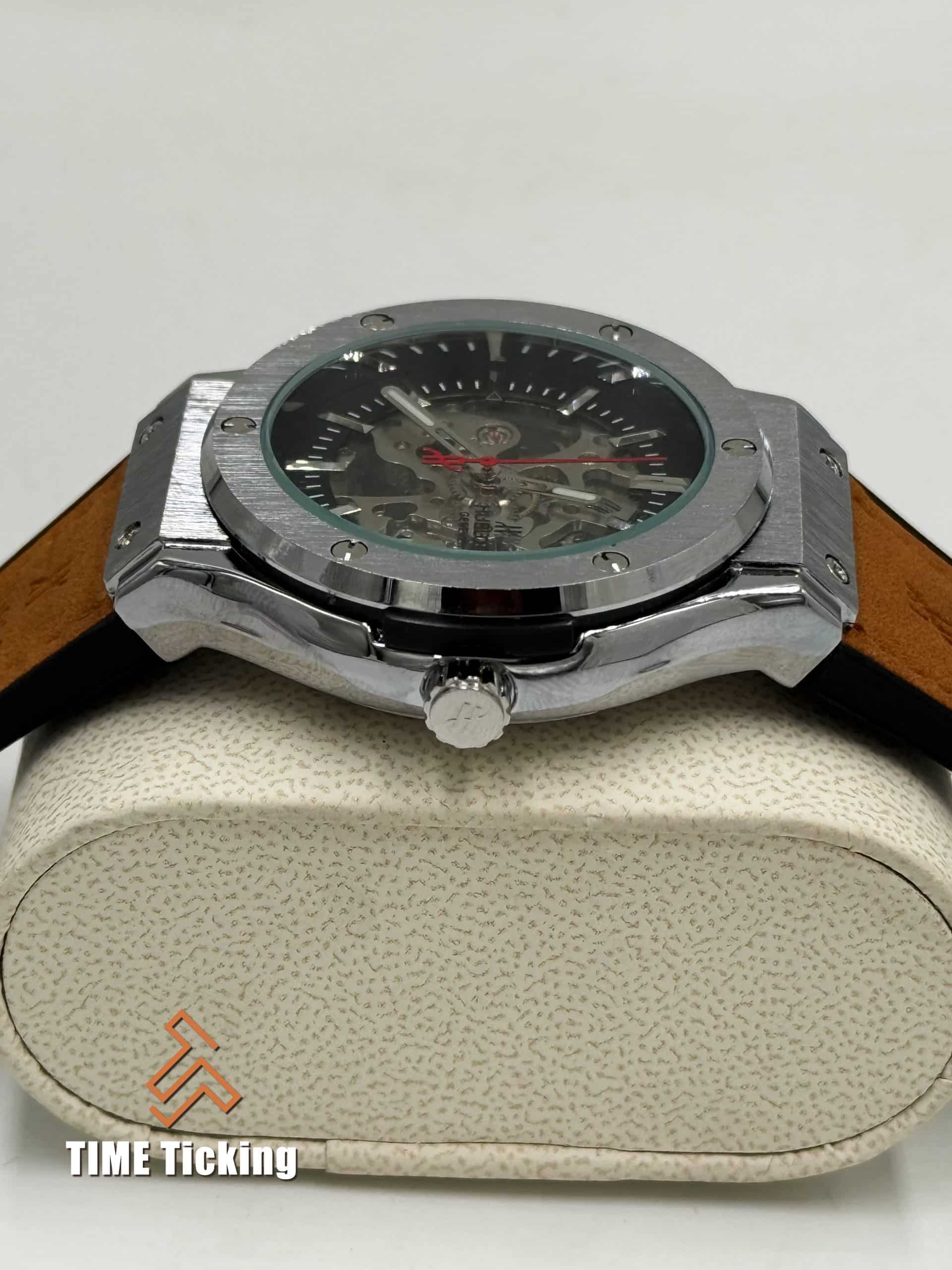 Hublot Luxury Automatic Mechanical Watch Skeleton Dial (silver) - Image 5