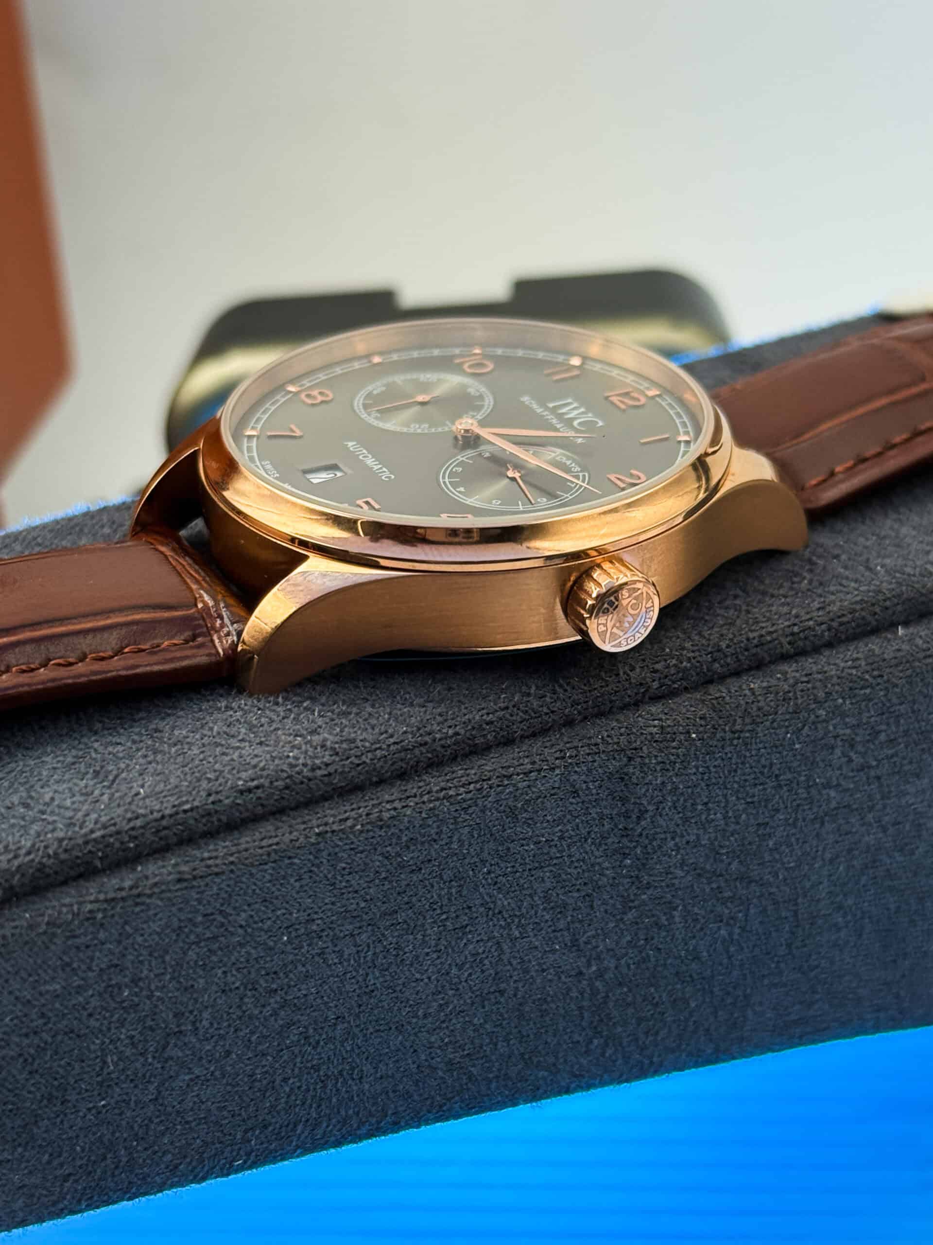IWC Portugieser Automatic Brown Belt Dark Ash Dial Men’s Watch - Image 3