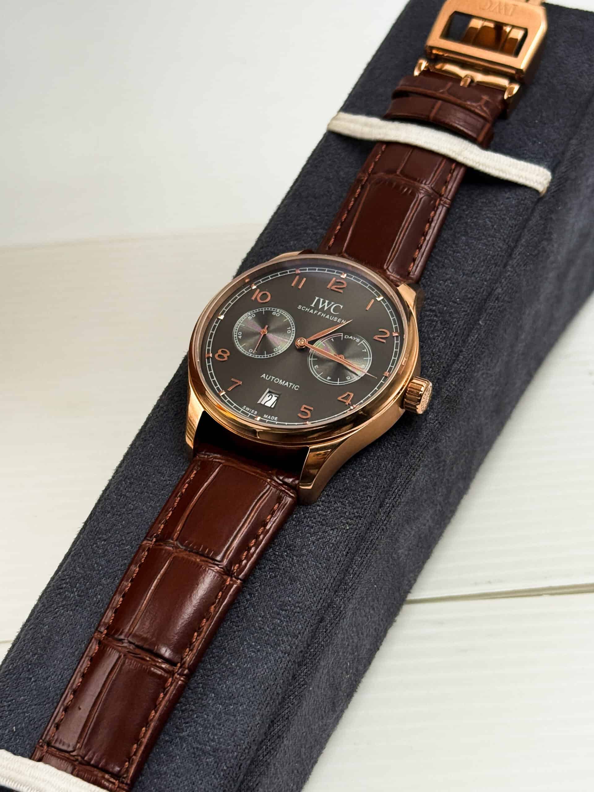 IWC Portugieser Automatic Brown Belt Dark Ash Dial Men’s Watch - Image 2