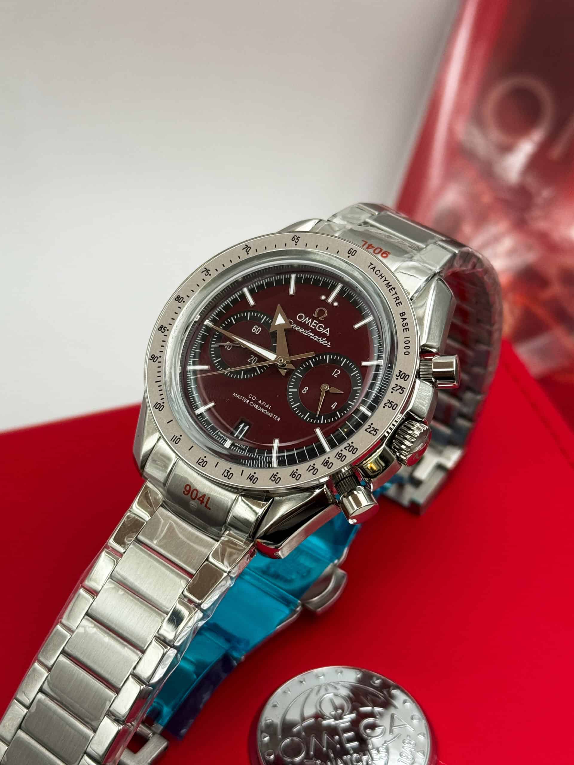 OMEGA Speedmaster '57 Japan Quartz Movement Luxury Premium Quality Watch Maroon Dial - Image 3