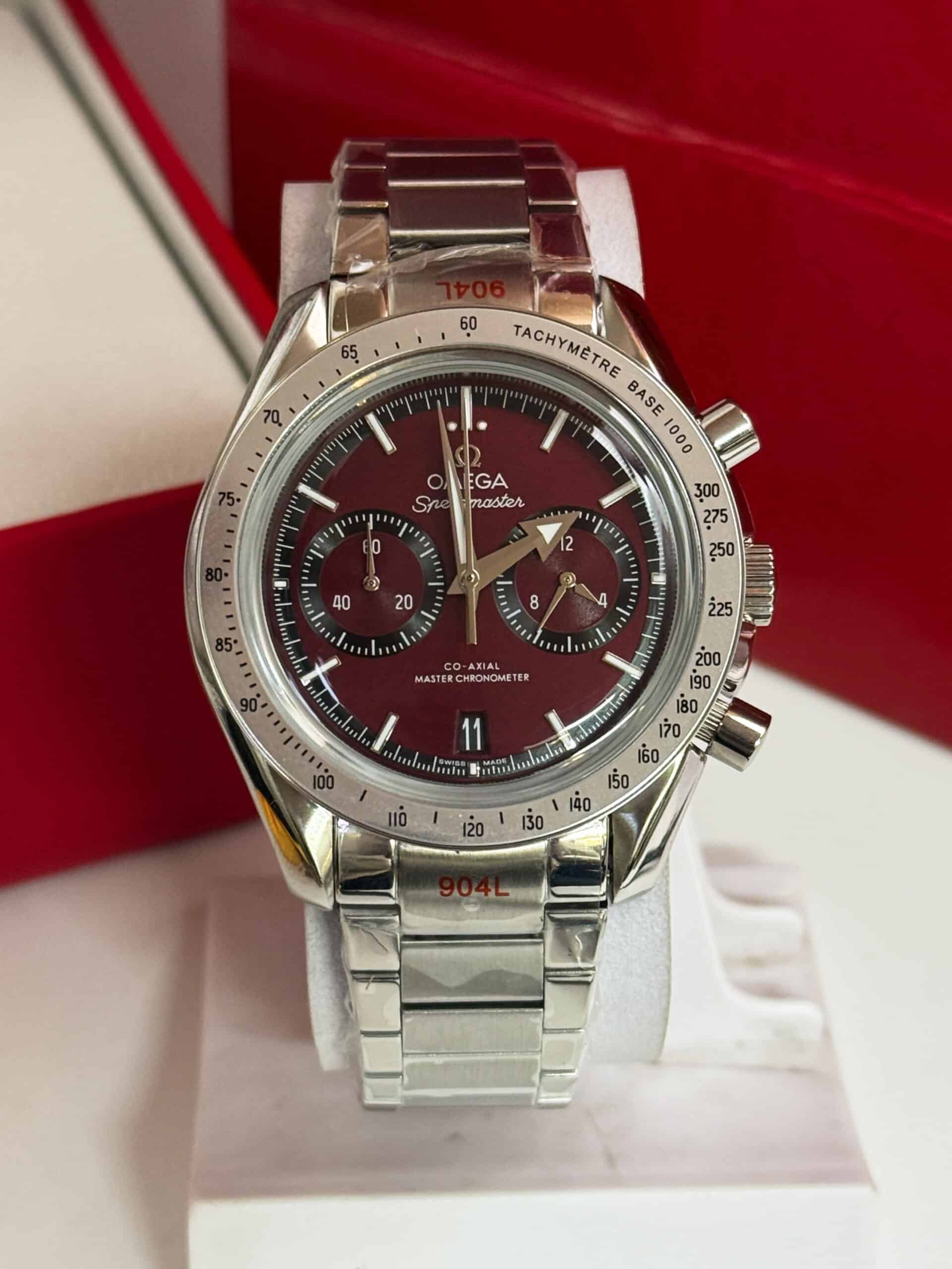 OMEGA Speedmaster '57 Japan Quartz Movement Luxury Premium Quality Watch Maroon Dial - Image 2