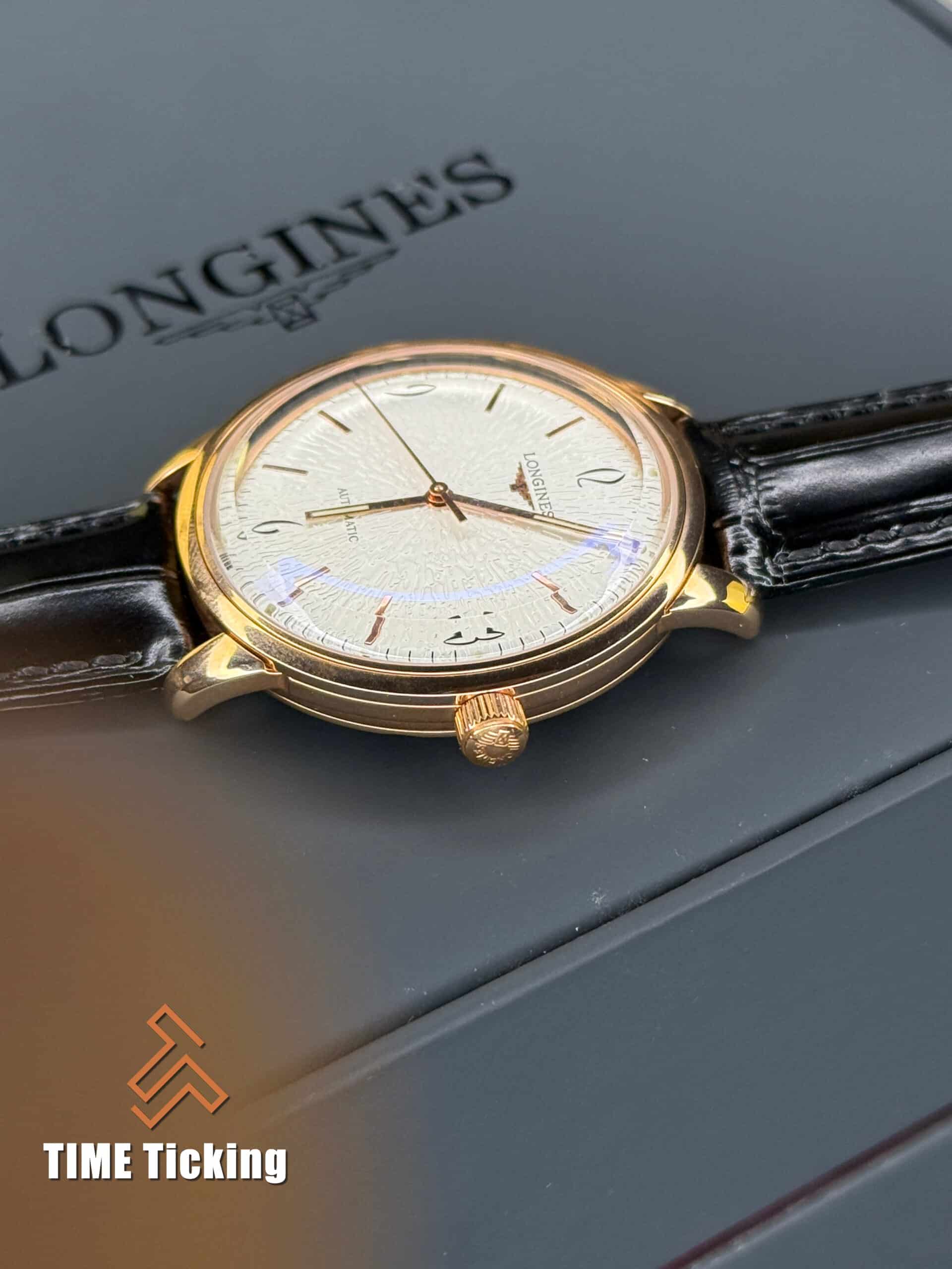 Longines 1L633 Black Strap Rose Gold Case White Dial Automatic Men’s Watch. - Image 2