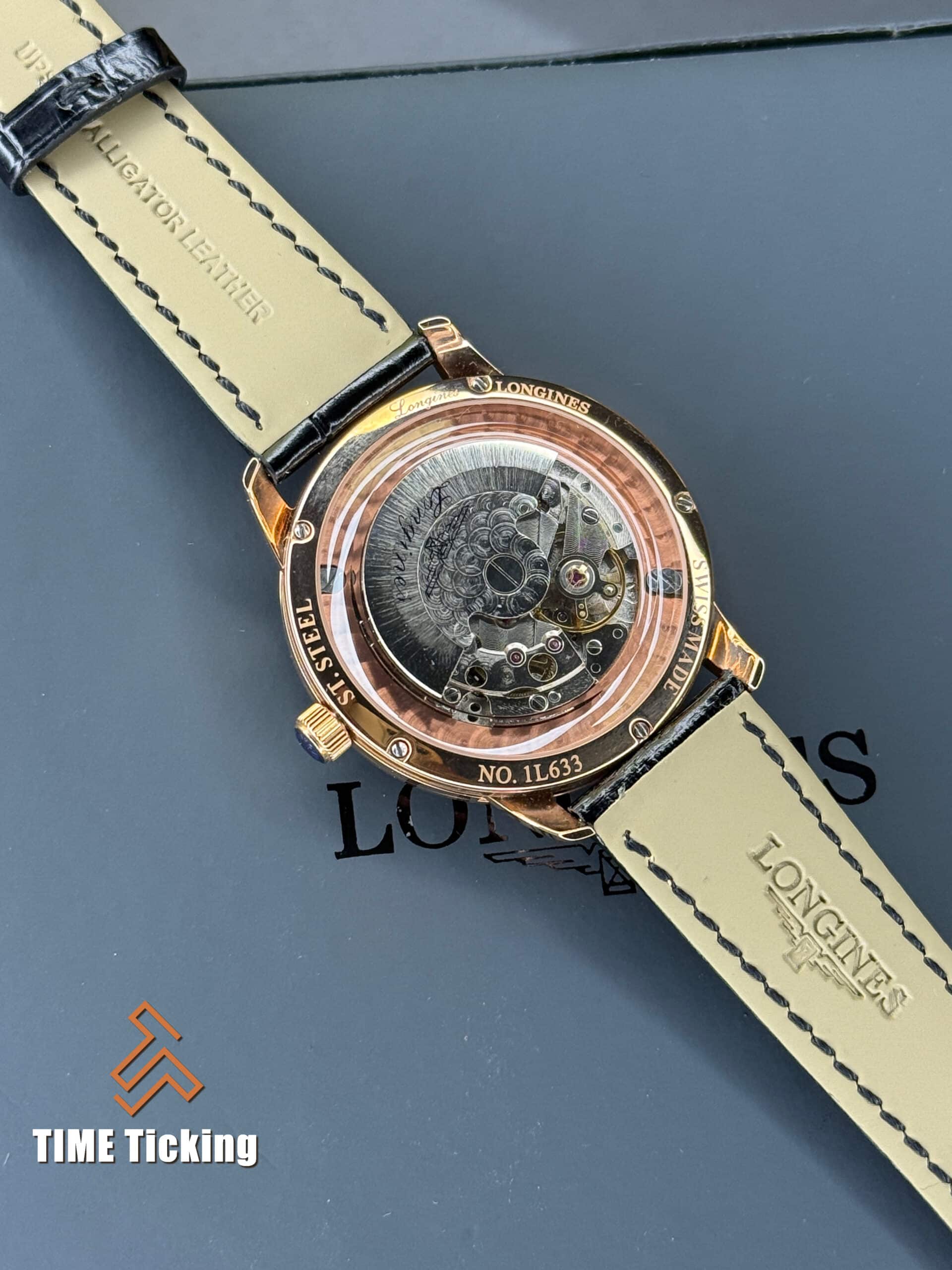 Longines 1L633 Black Strap Rose Gold Case White Dial Automatic Men’s Watch. - Image 3