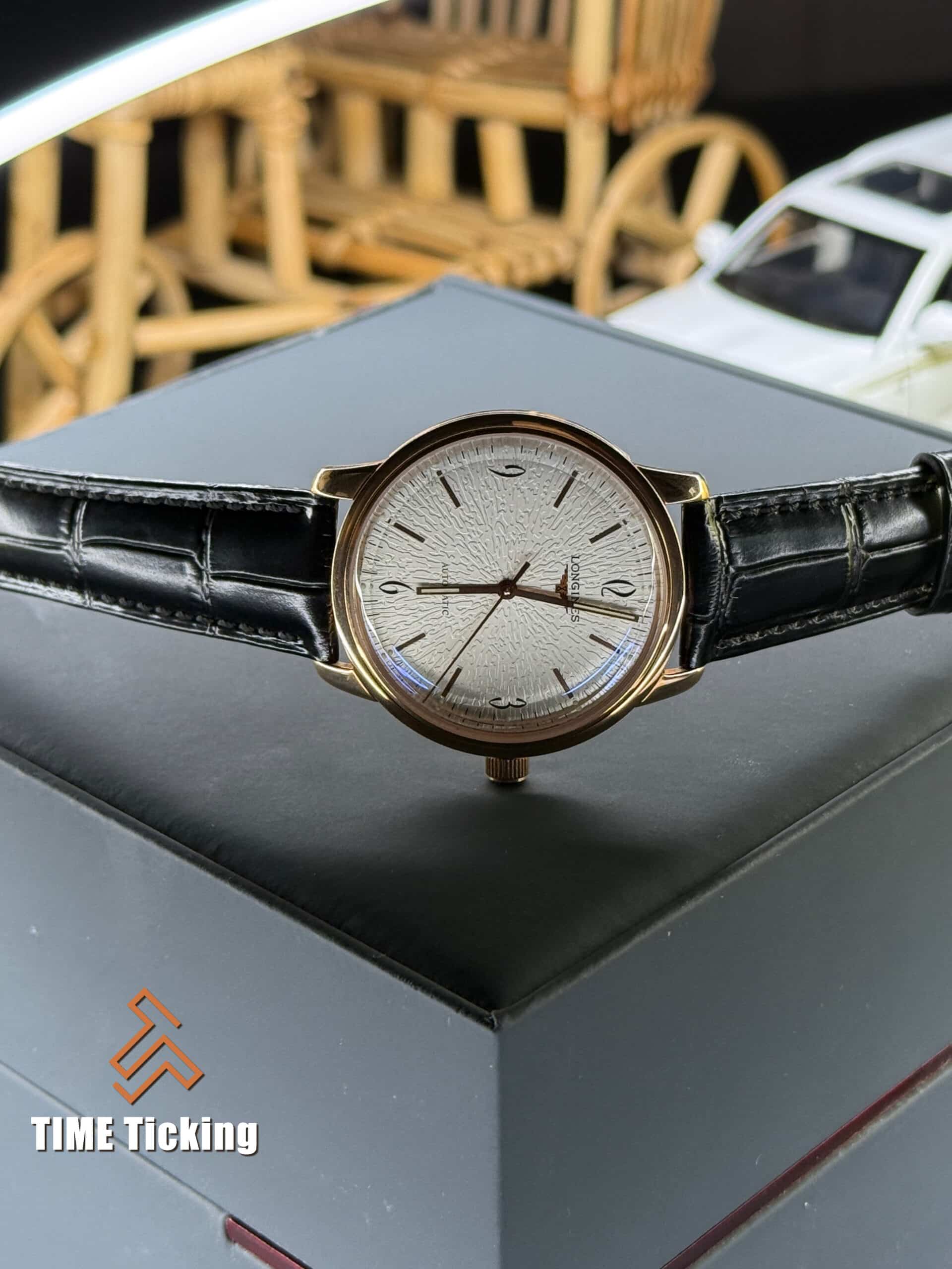 Longines 1L633 Black Strap Rose Gold Case White Dial Automatic Men’s Watch. - Image 4