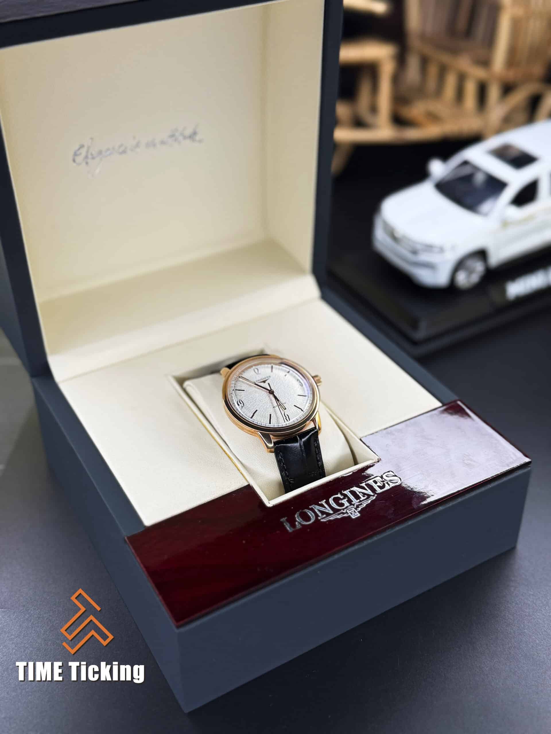 Longines 1L633 Black Strap Rose Gold Case White Dial Automatic Men’s Watch. - Image 6
