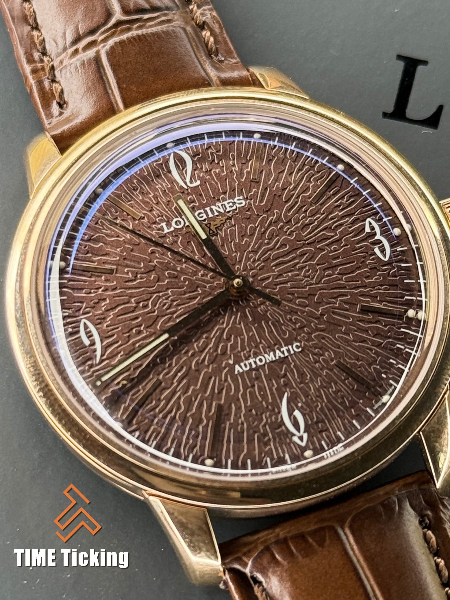 Longines 1L633 Brown Strap Rose Gold Case Brown Dial Automatic Men’s Watch. - Image 5