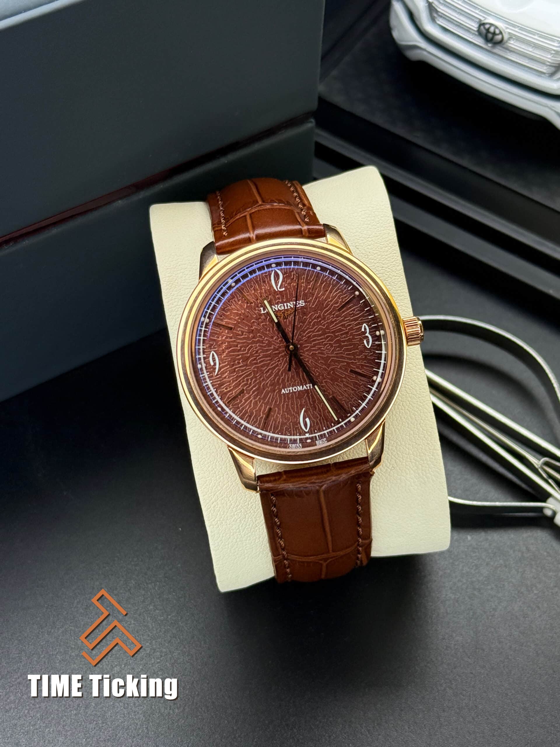 Longines 1L633 Brown Strap Rose Gold Case Brown Dial Automatic Men’s Watch. - Image 7