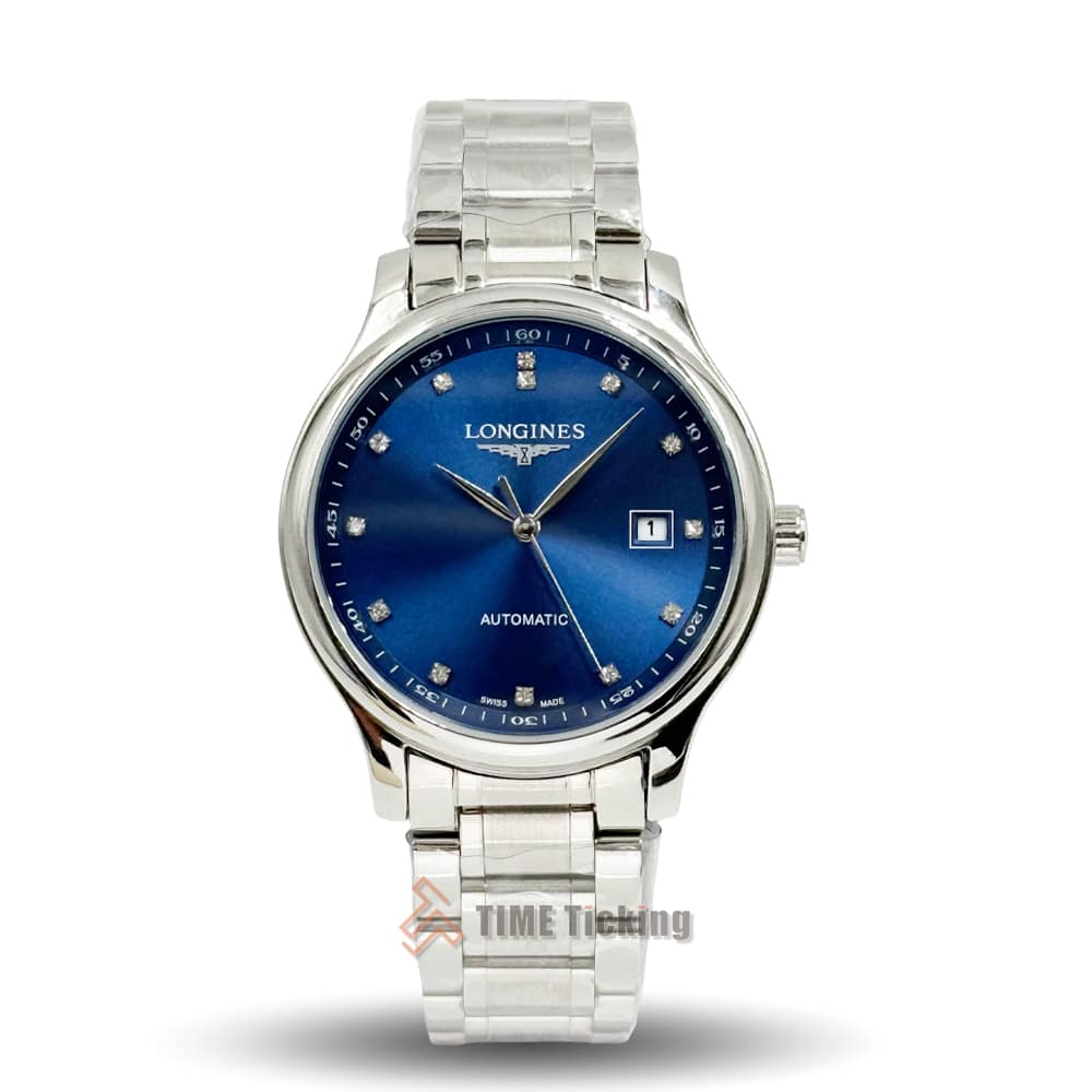 Longines 40mm sunray blue dial automatic self-winding mechanical men’s watch master grade.
